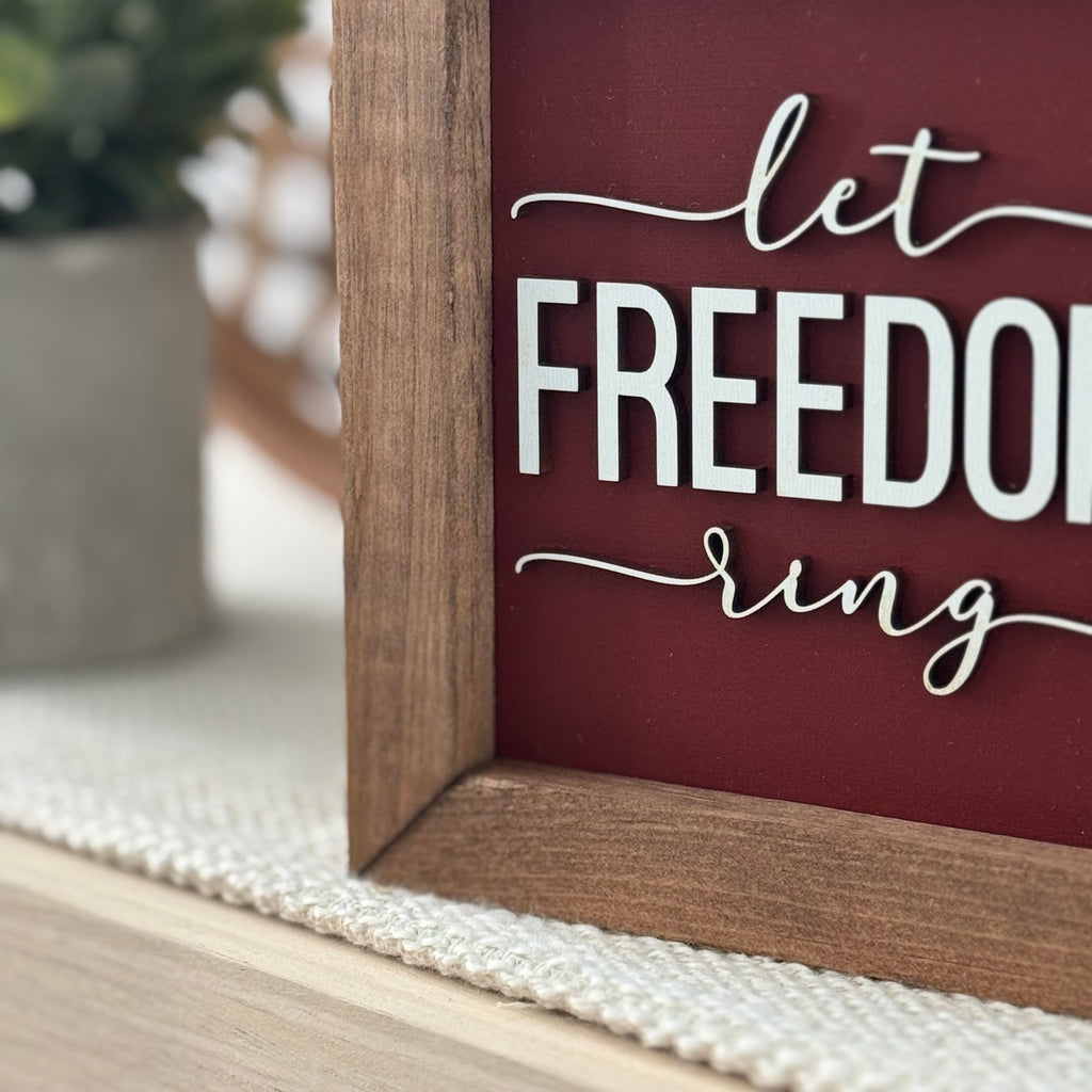Let Freedom Ring Framed 4th of July Wooden Sign