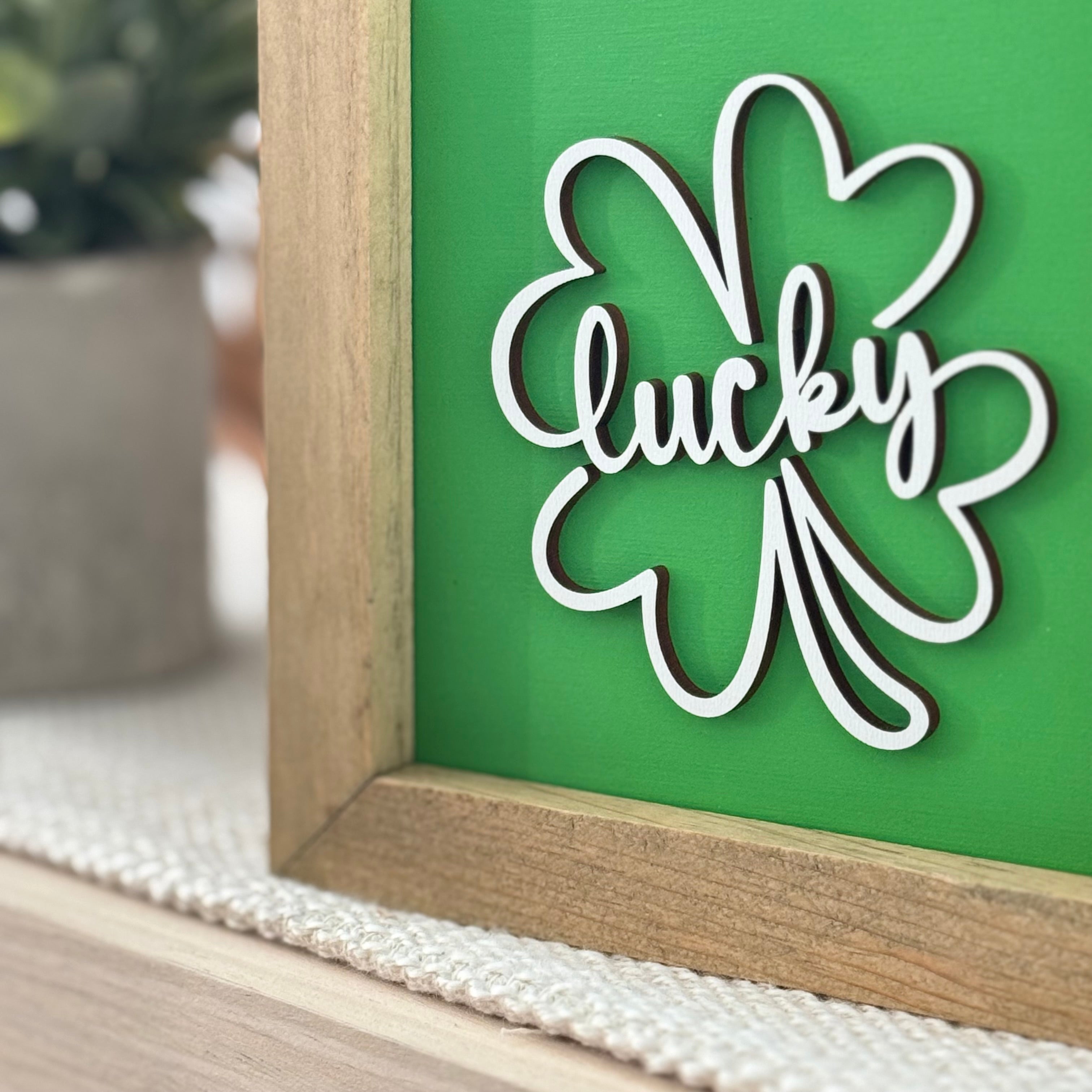 Lucky Shamrock Framed St. Patrick’s Day Wooden Sign