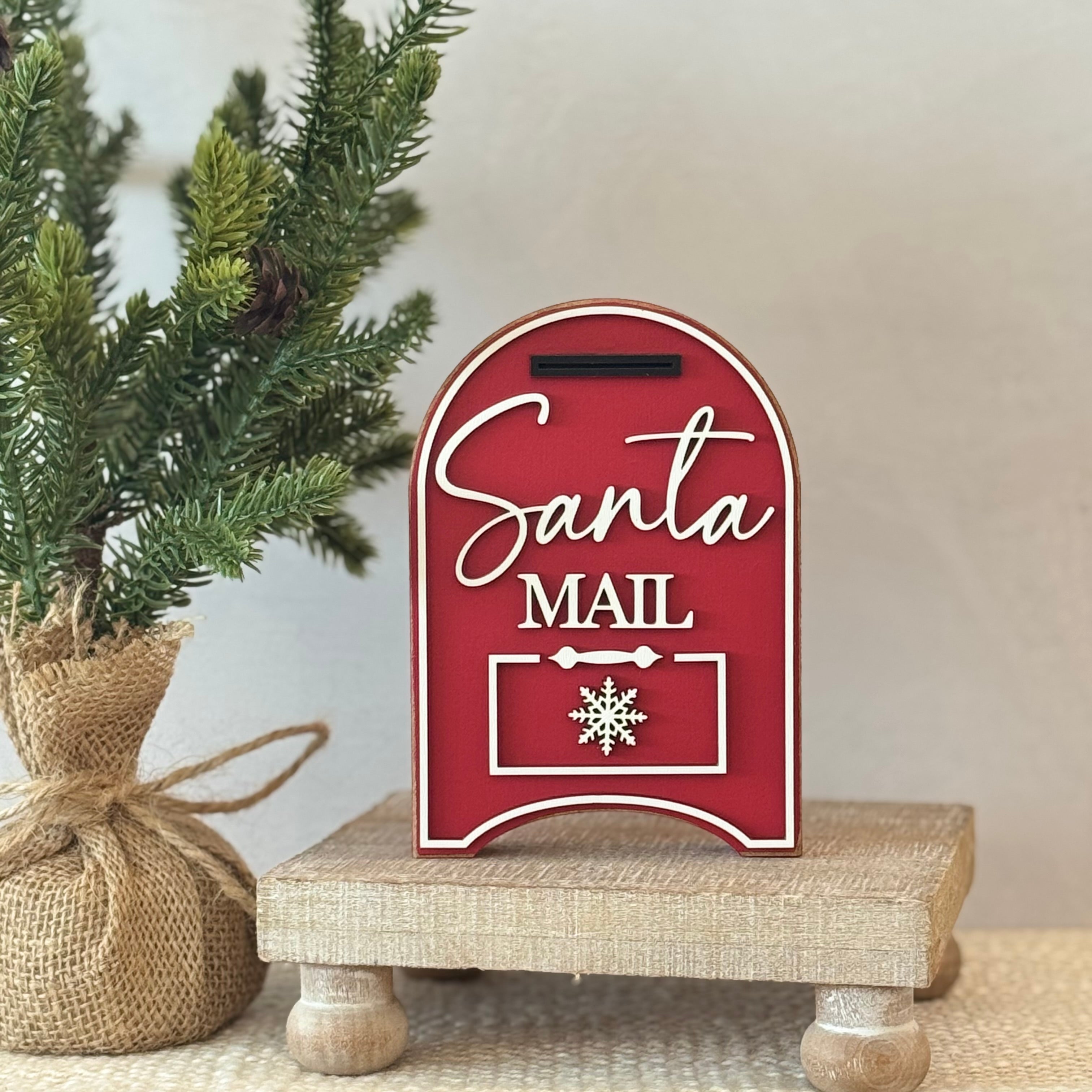 Santa Mail Chunky Wood Shelf Sitter