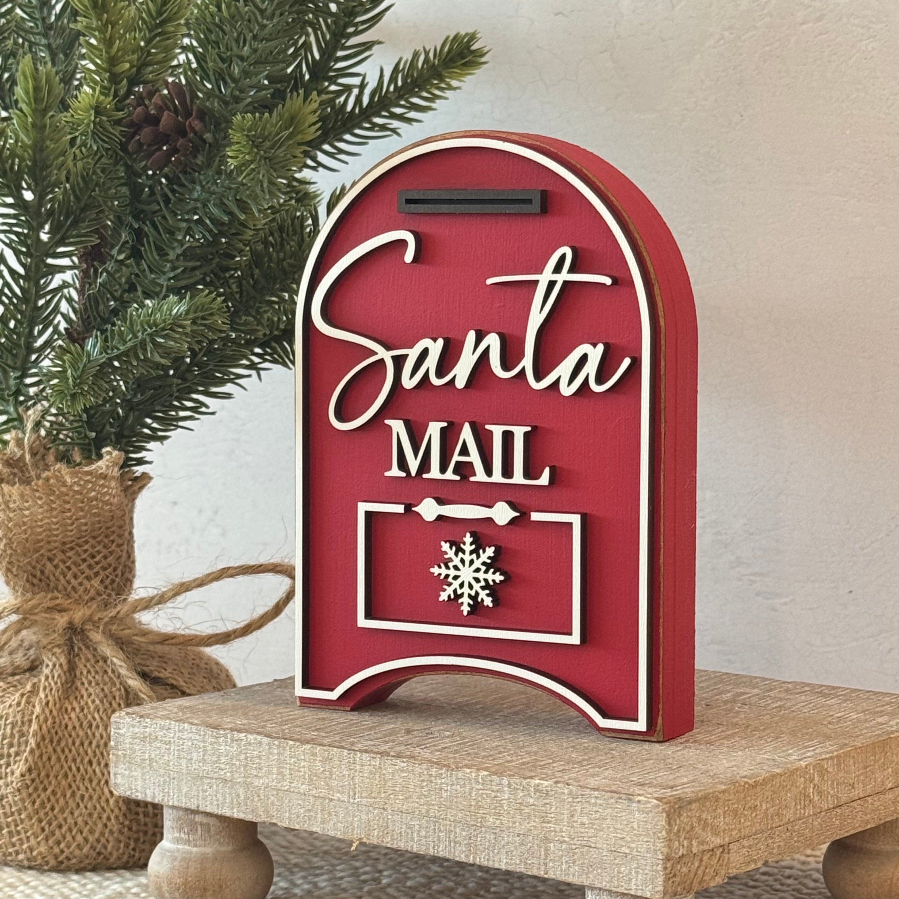 Santa Mail Chunky Wood Shelf Sitter