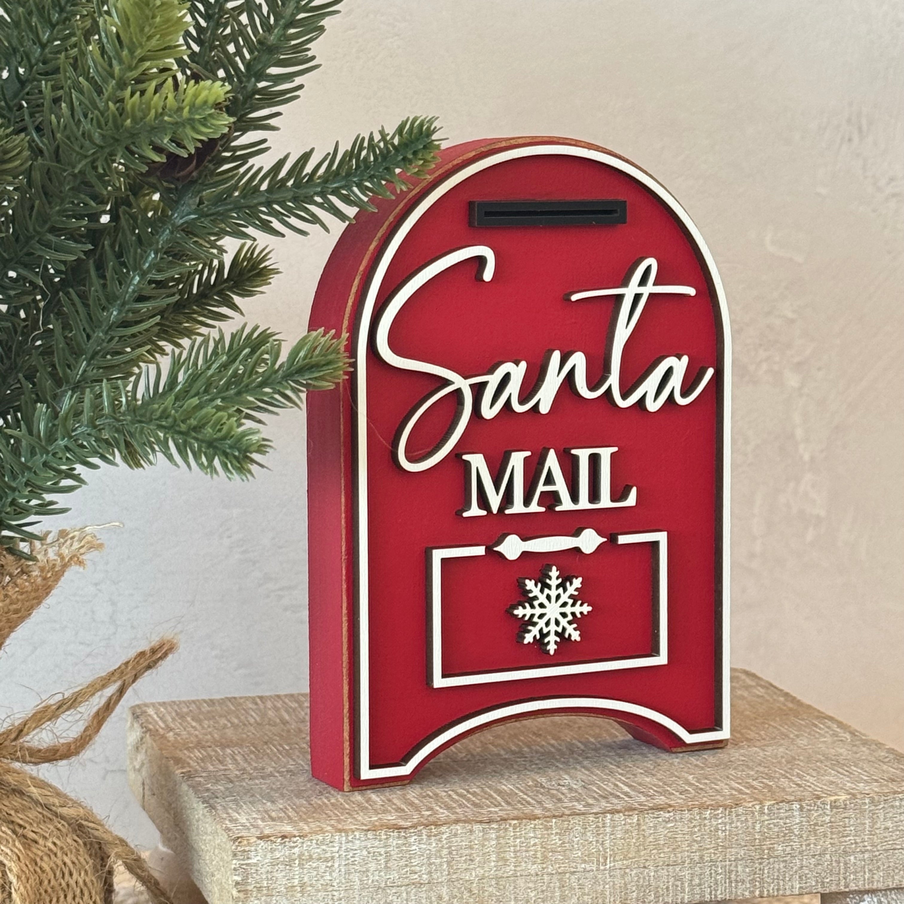 Santa Mail Chunky Wood Shelf Sitter