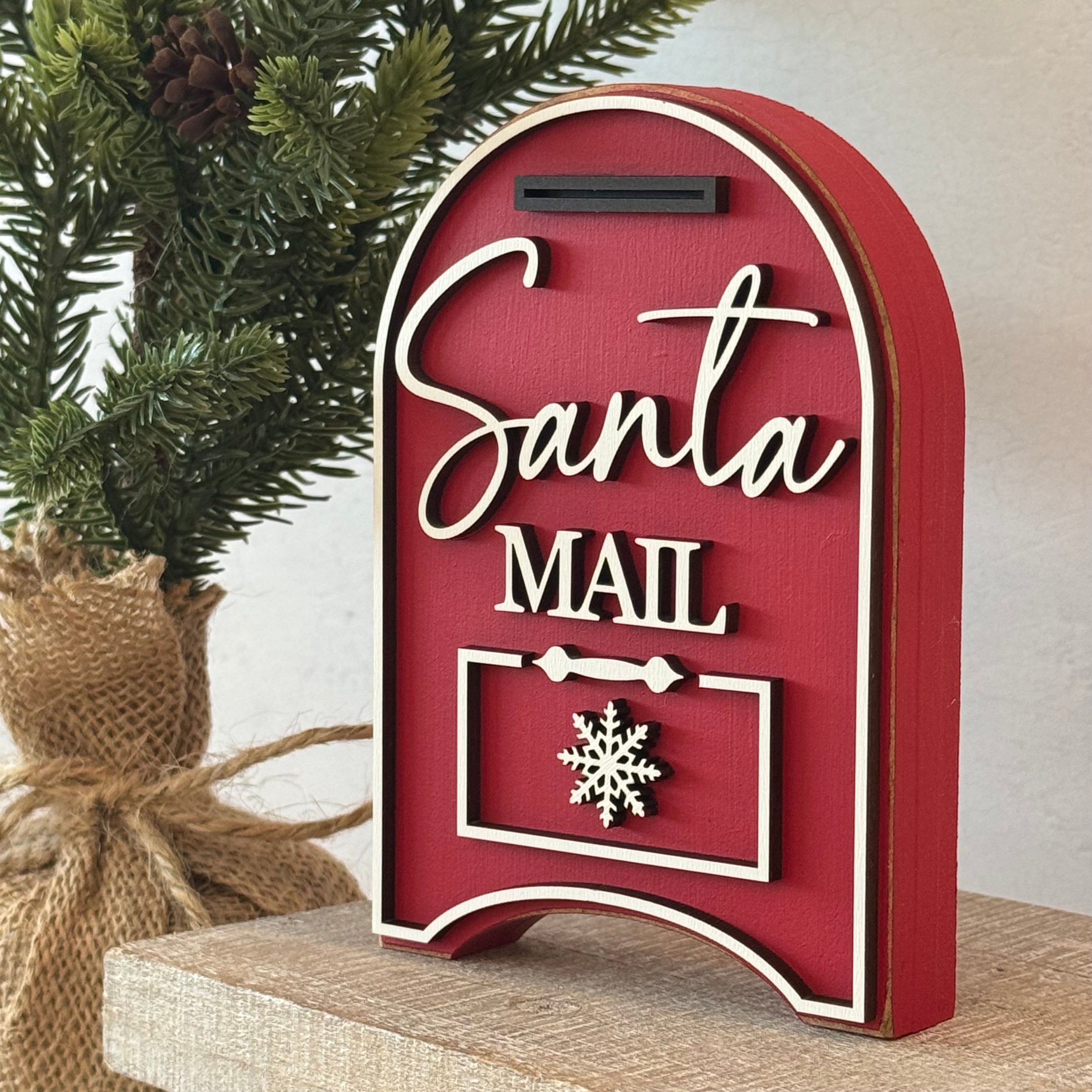 Santa Mail Chunky Wood Shelf Sitter