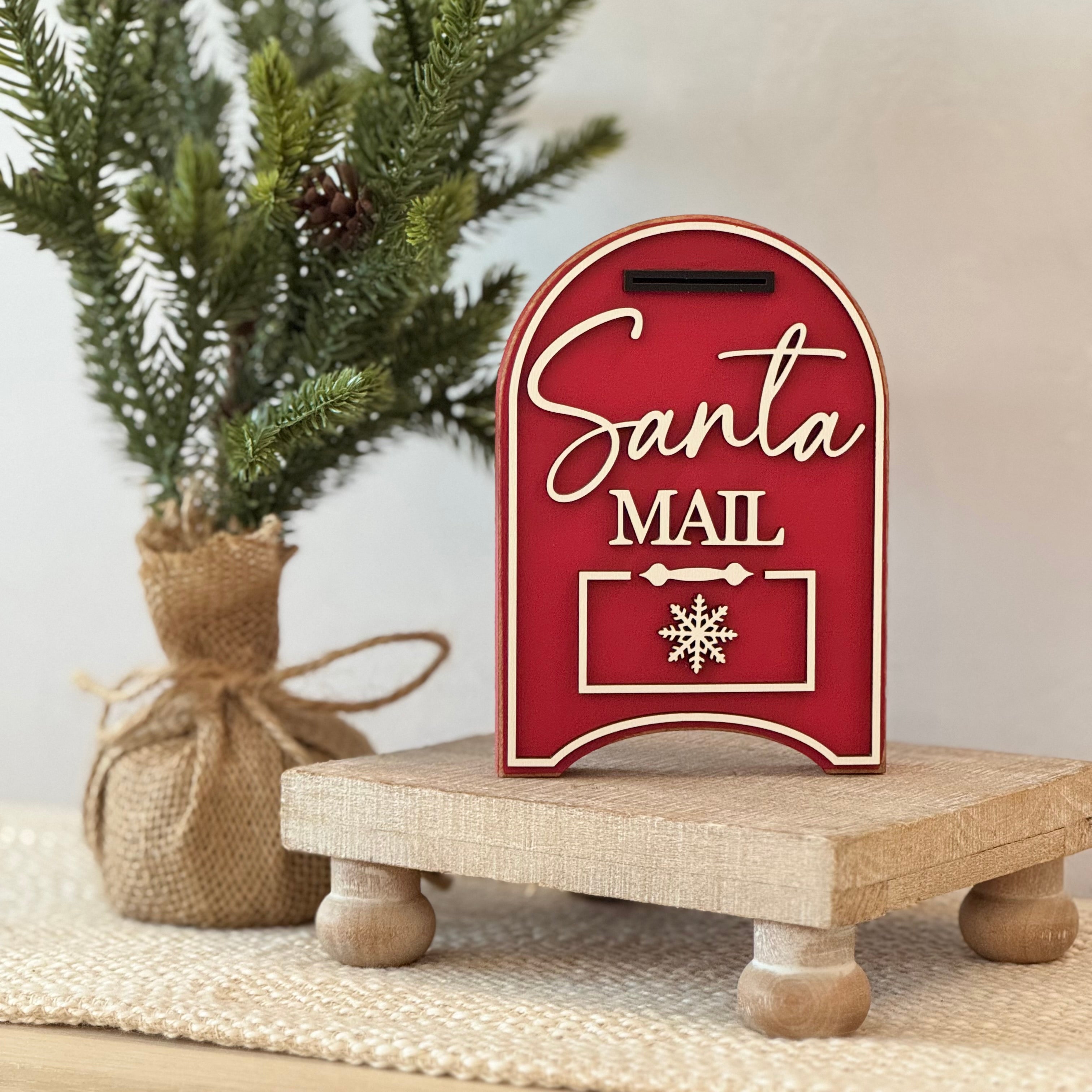 Santa Mail Chunky Wood Shelf Sitter