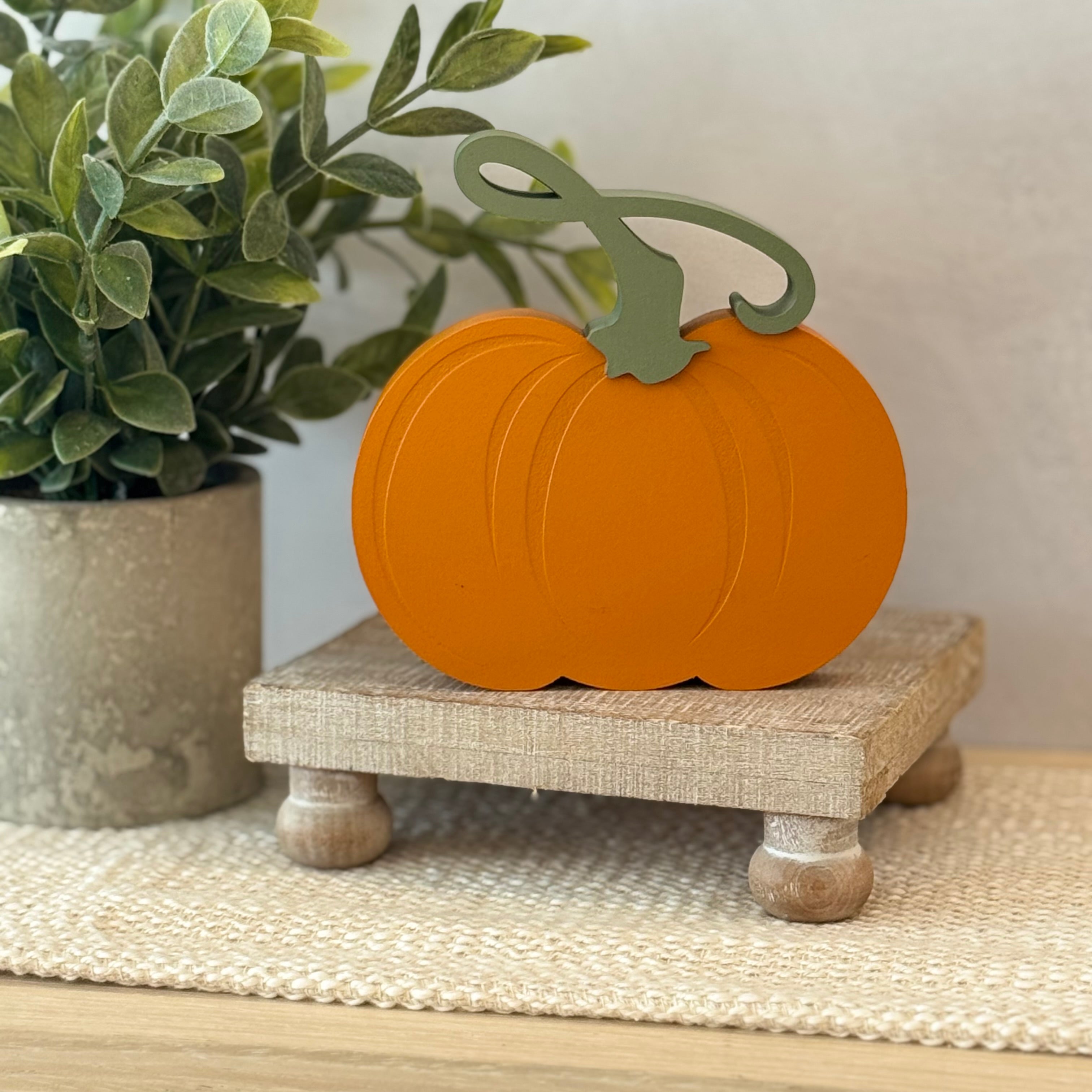 Pumpkin Chunky Wood Shelf Sitter