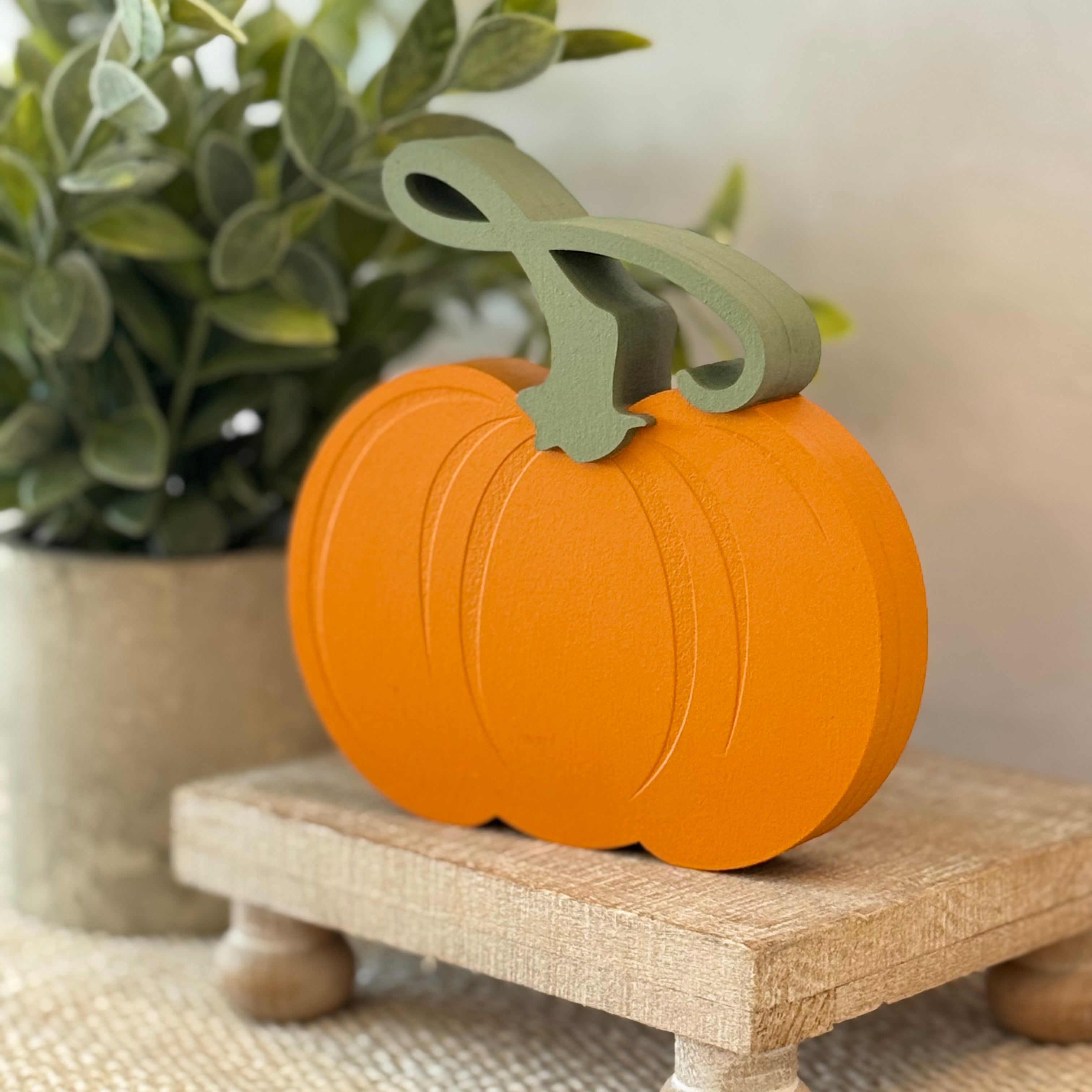 Pumpkin Chunky Wood Shelf Sitter