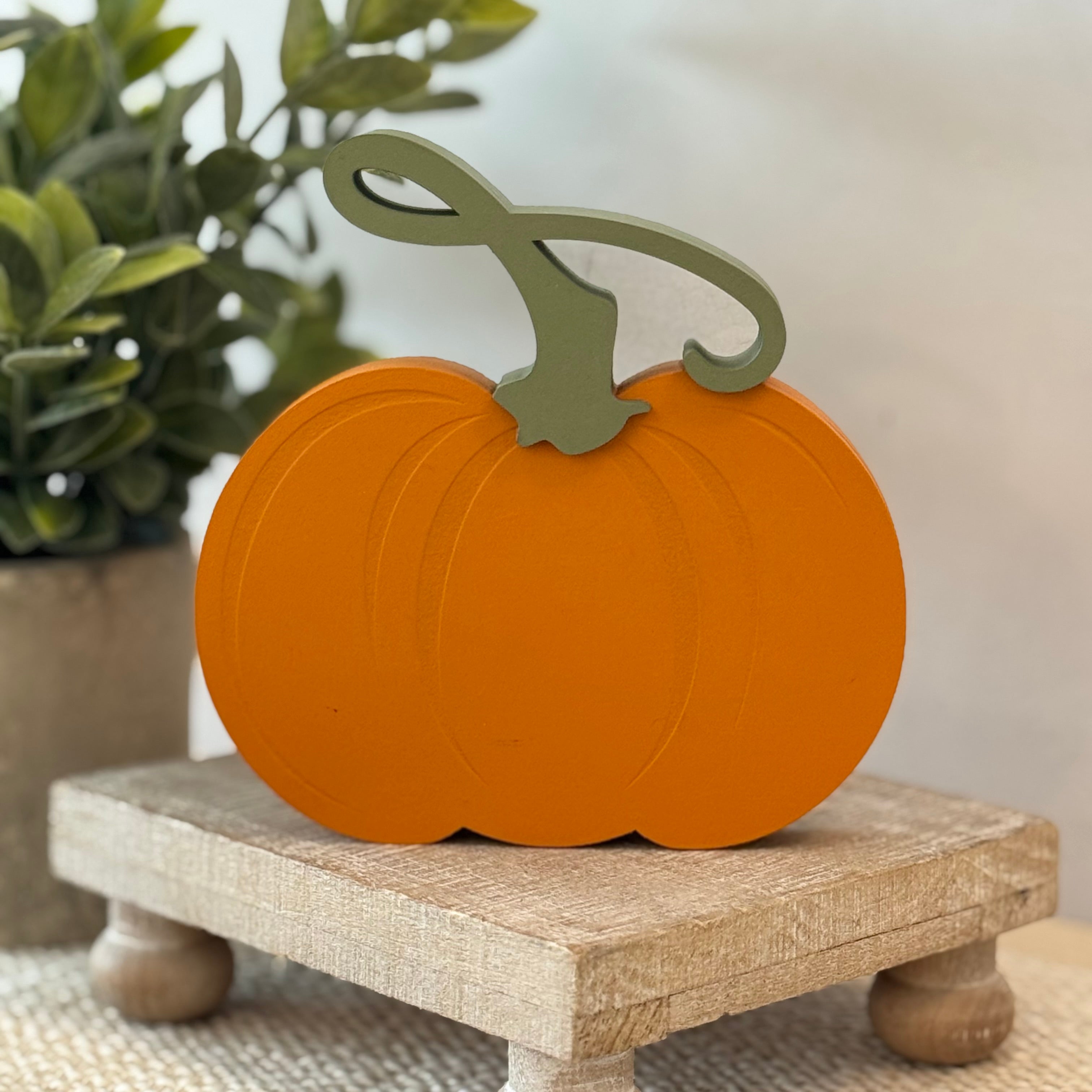 Pumpkin Chunky Wood Shelf Sitter