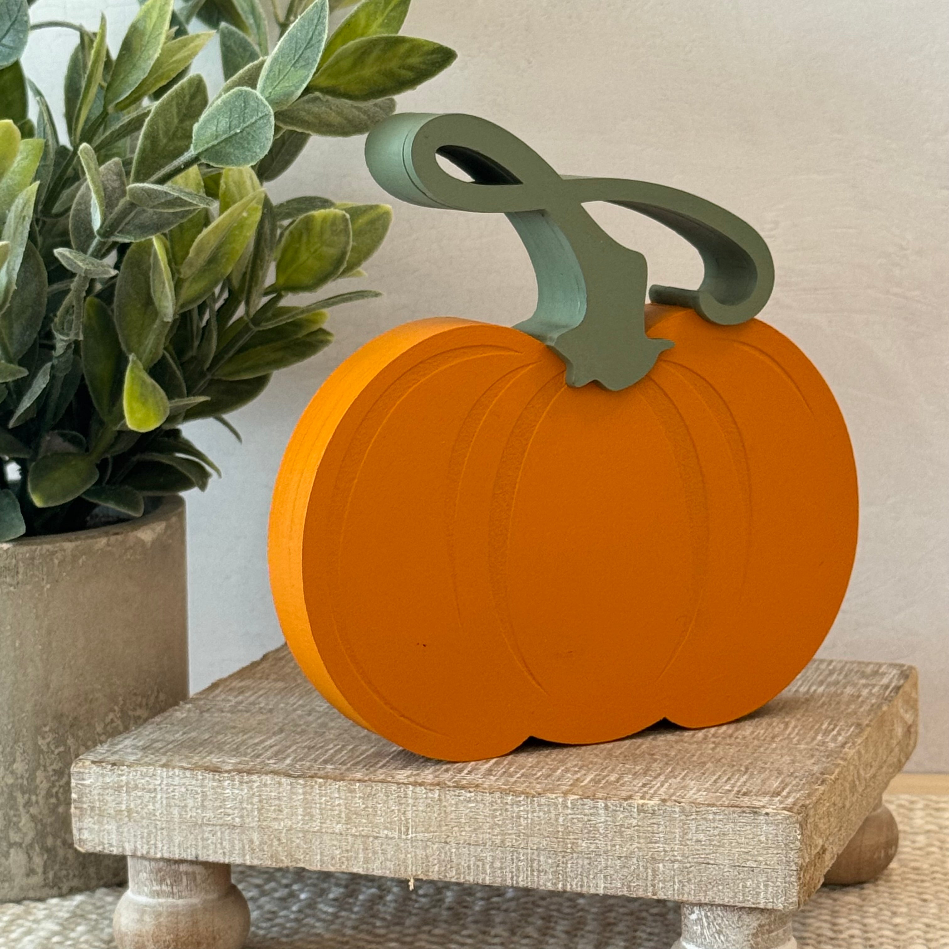Pumpkin Chunky Wood Shelf Sitter