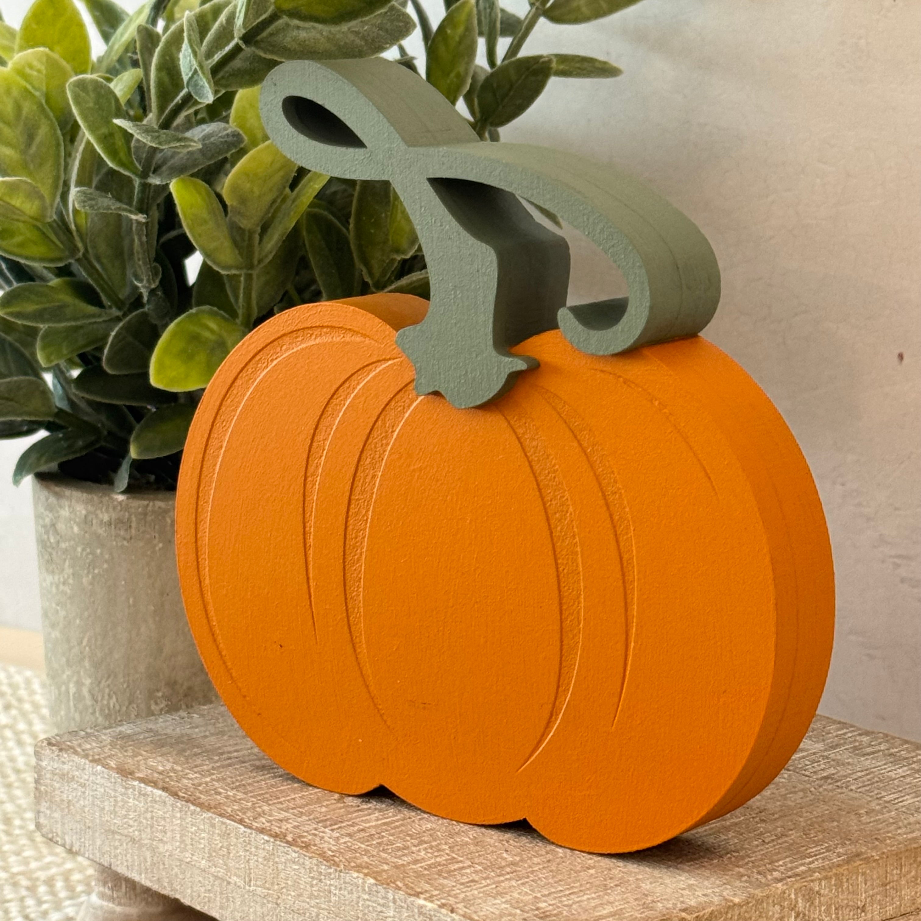 Pumpkin Chunky Wood Shelf Sitter