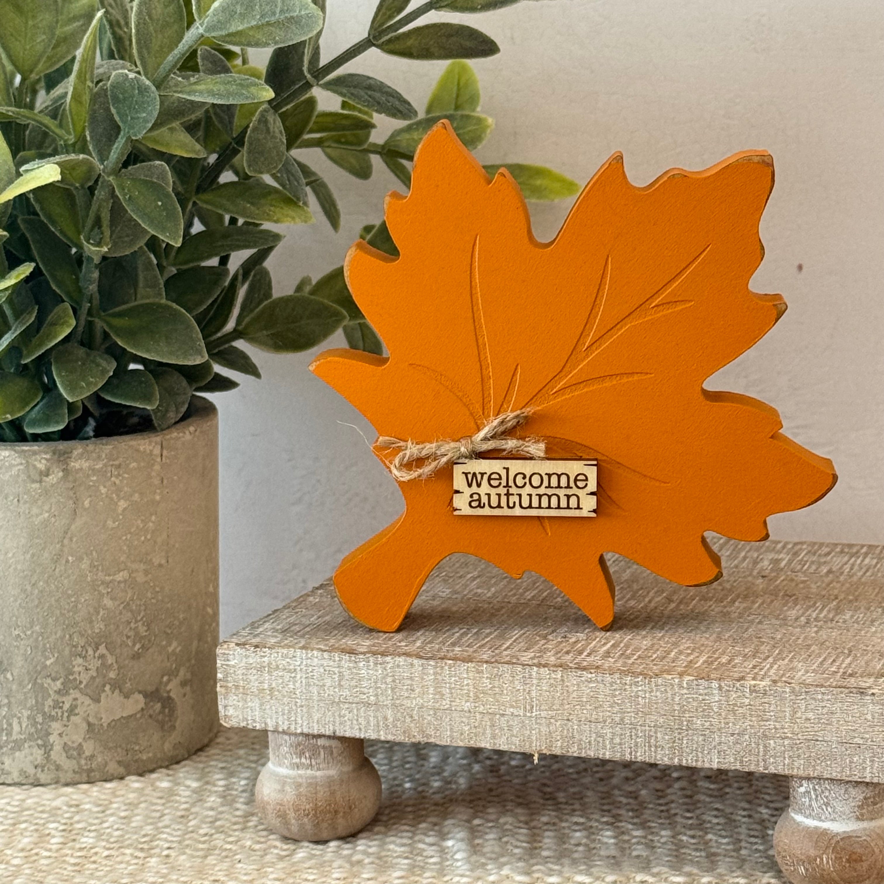 Fall Leaf Chunky Wood Shelf Sitter