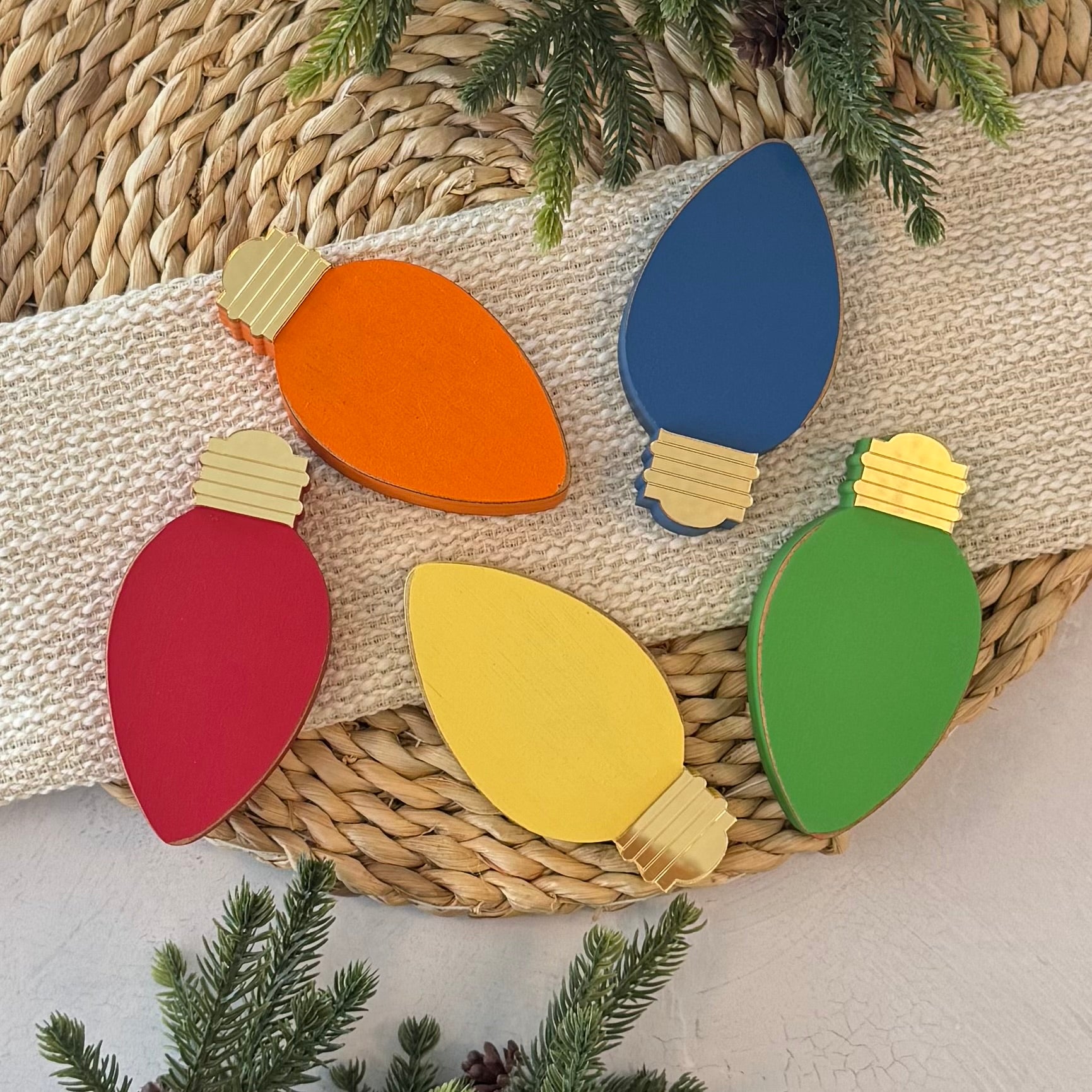 Christmas Bulb Chunky Wood Shelf Sitter