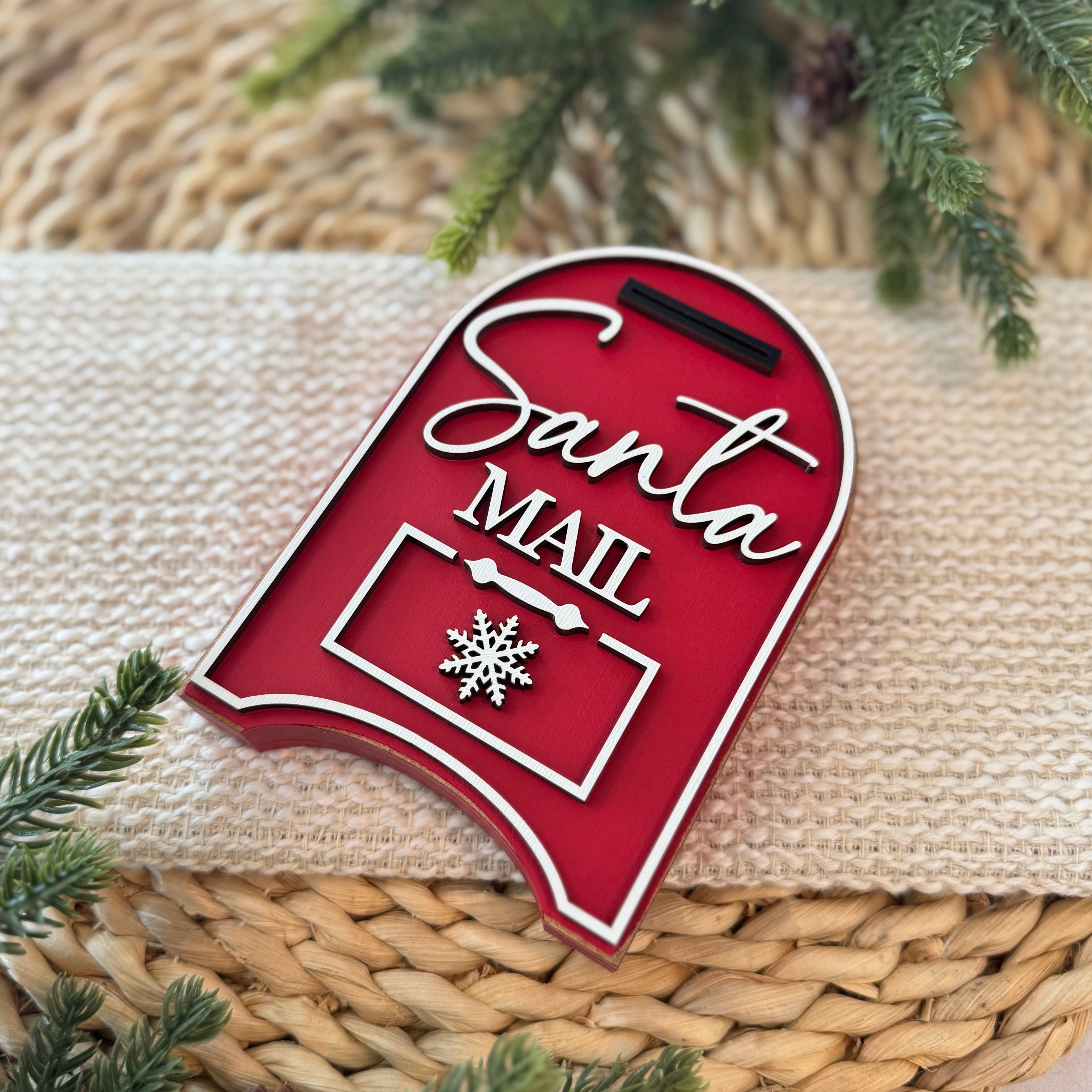 Santa Mail Chunky Wood Shelf Sitter