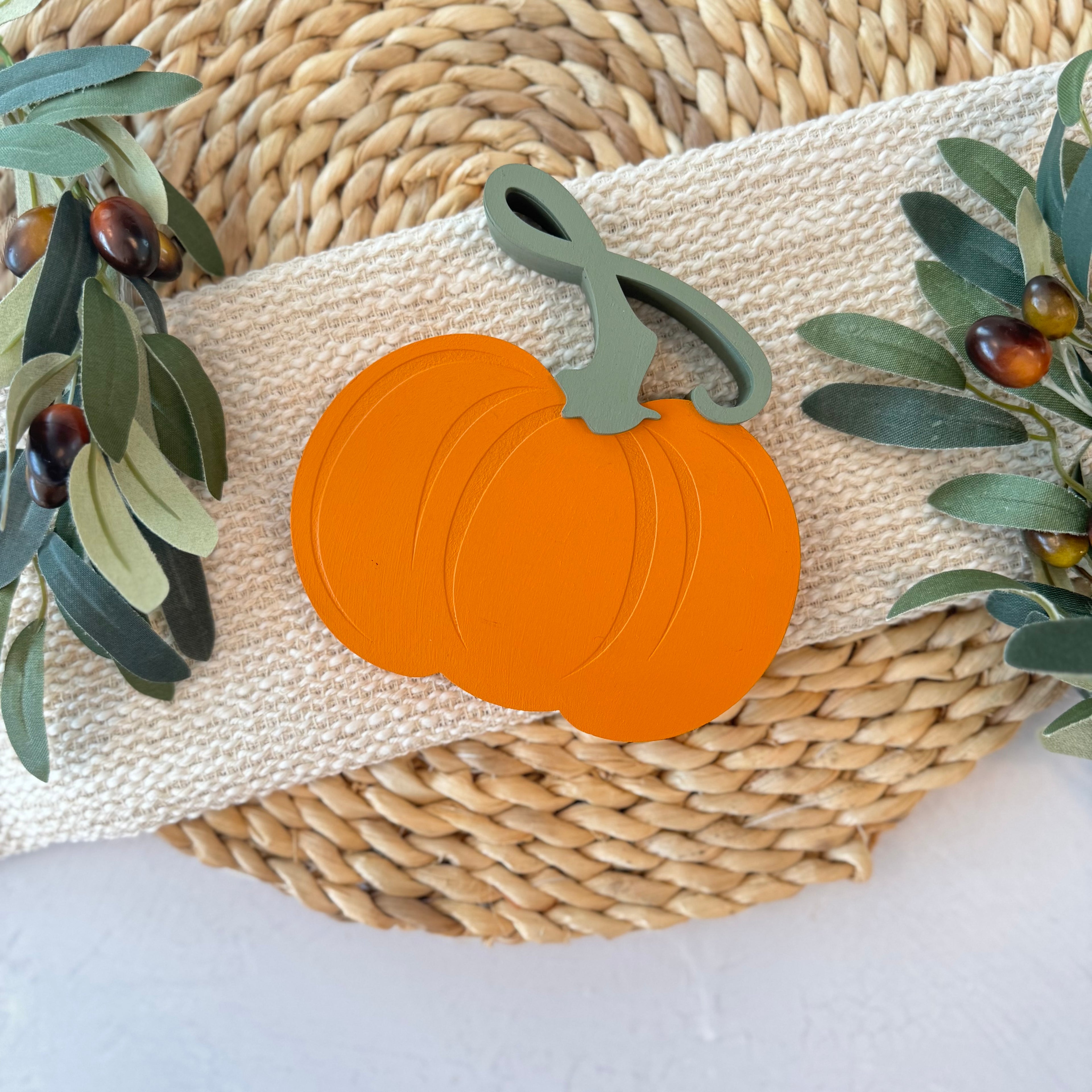 Pumpkin Chunky Wood Shelf Sitter