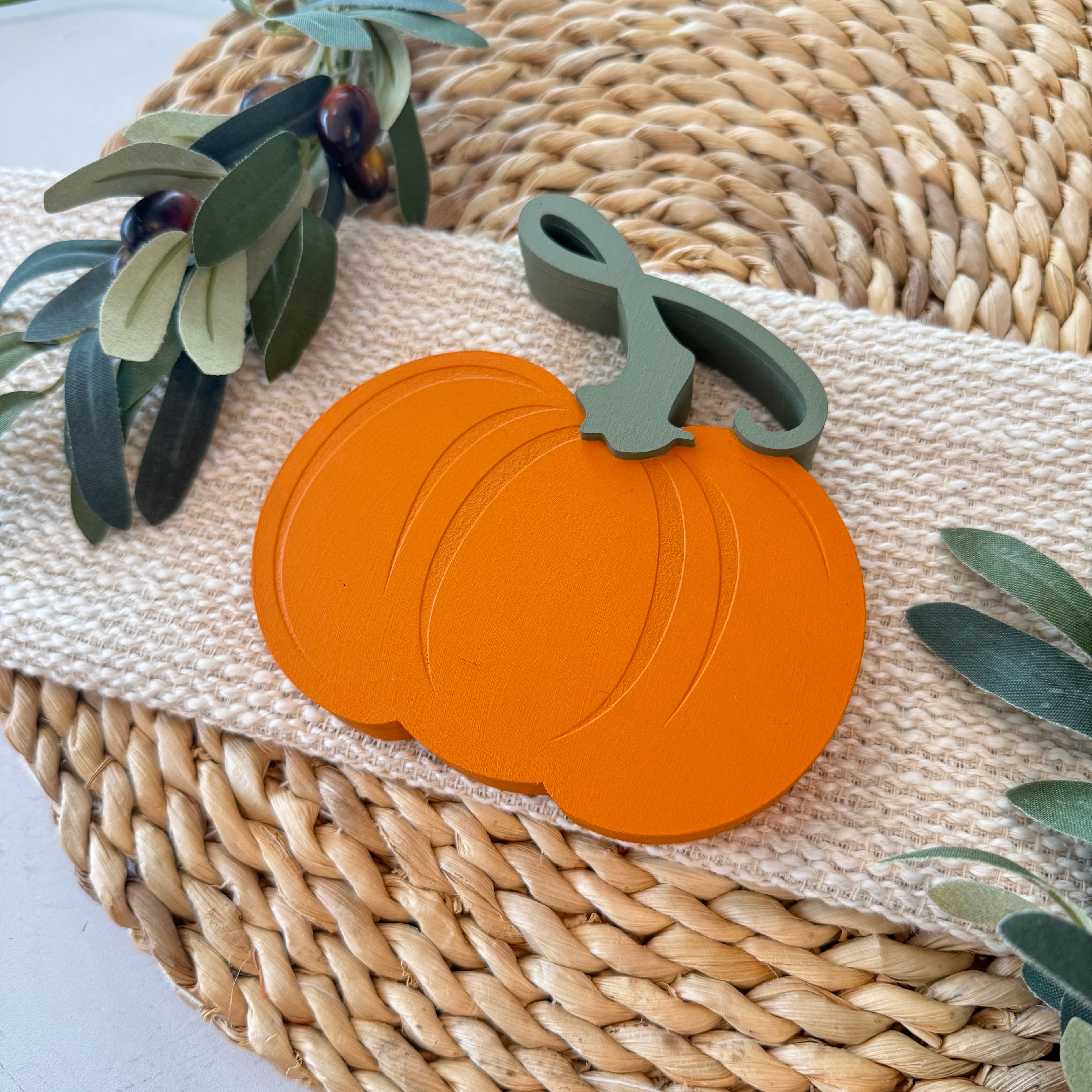 Pumpkin Chunky Wood Shelf Sitter