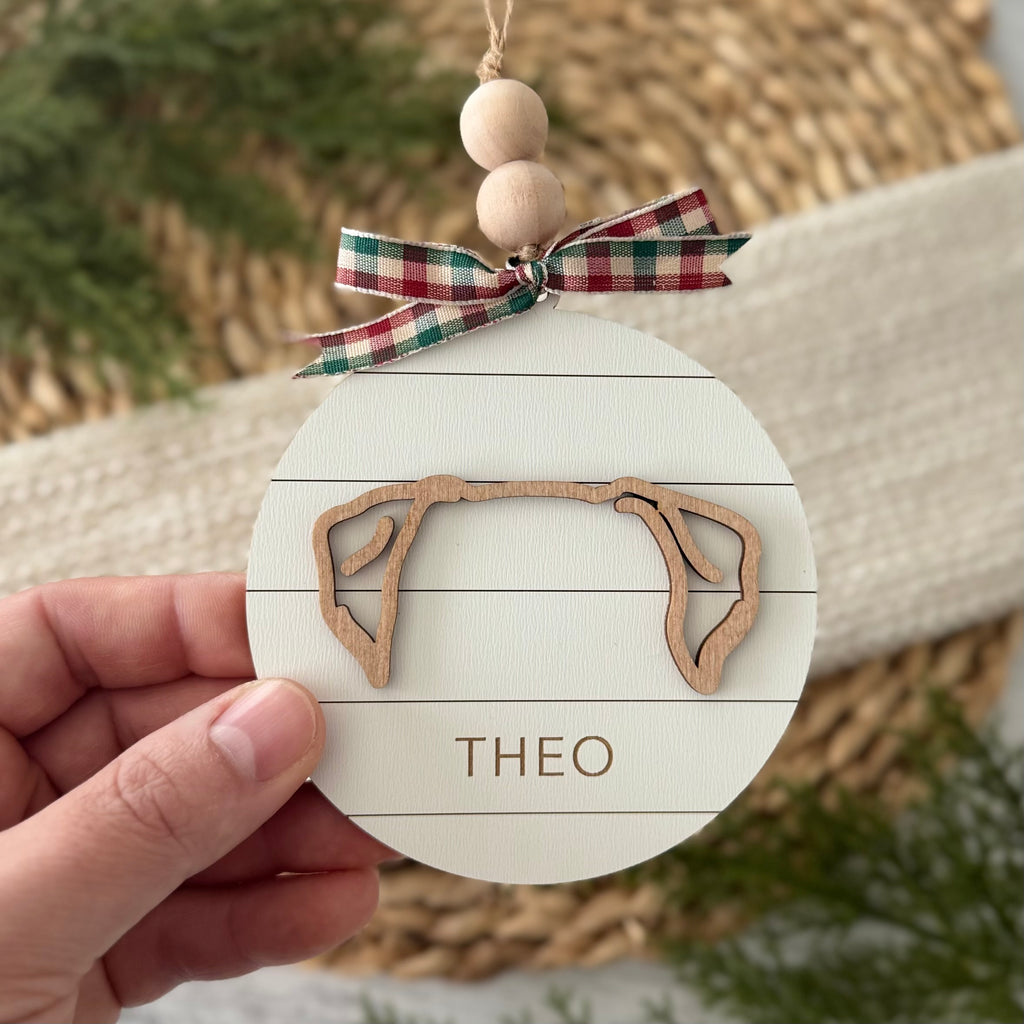 Personalized Dog Ear Silhouette Christmas Ornament