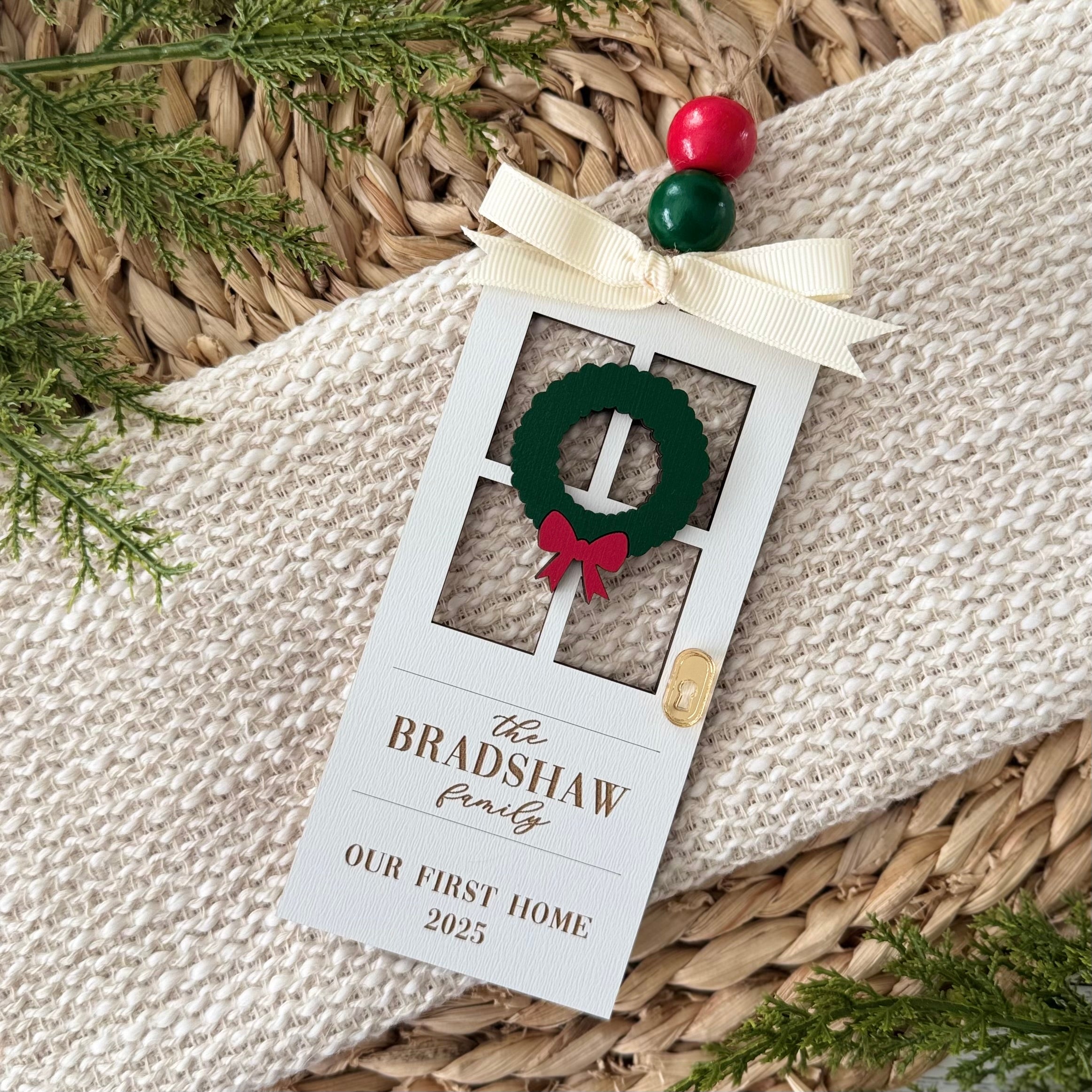 Personalized Family Name First Home Christmas Ornament