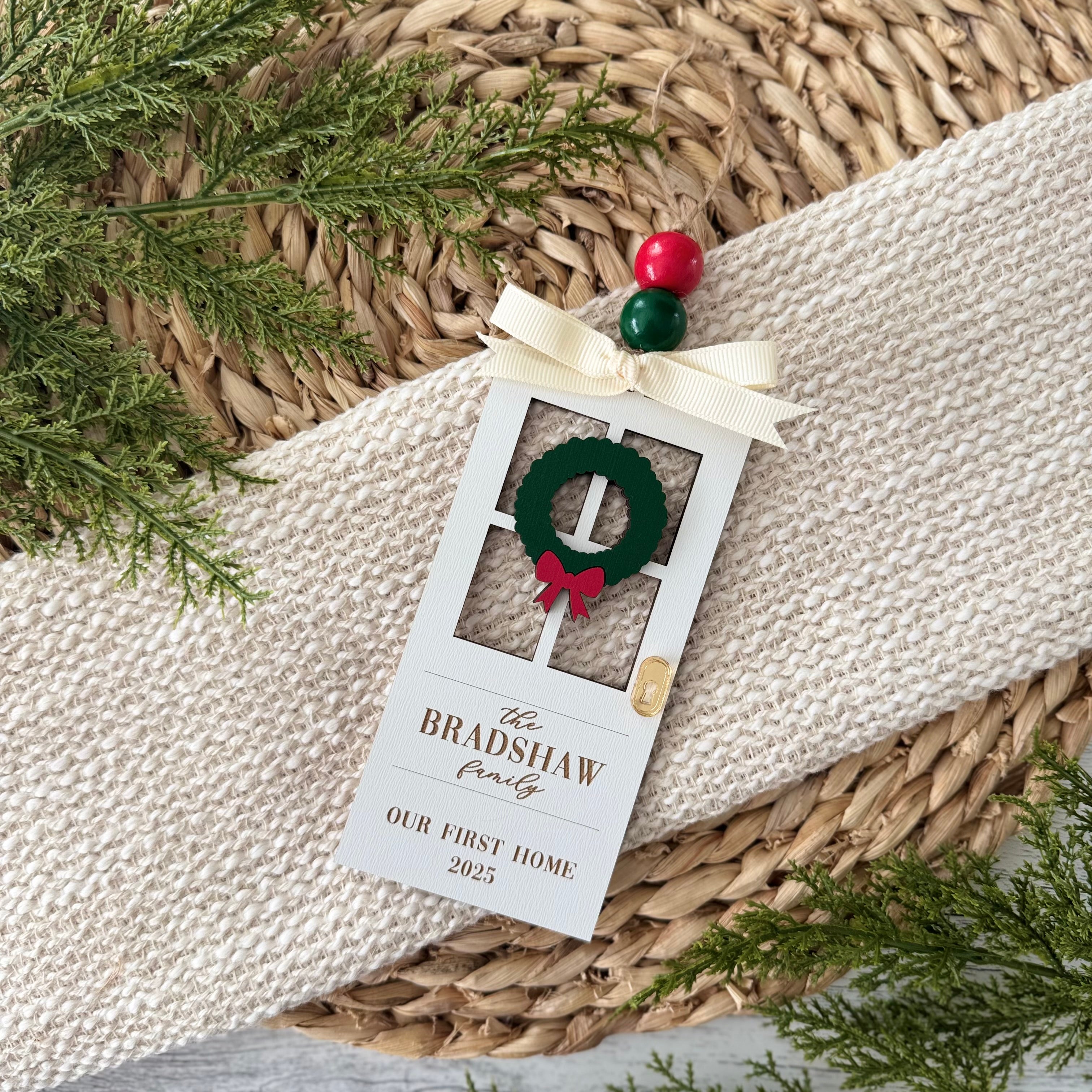 Personalized Family Name First Home Christmas Ornament