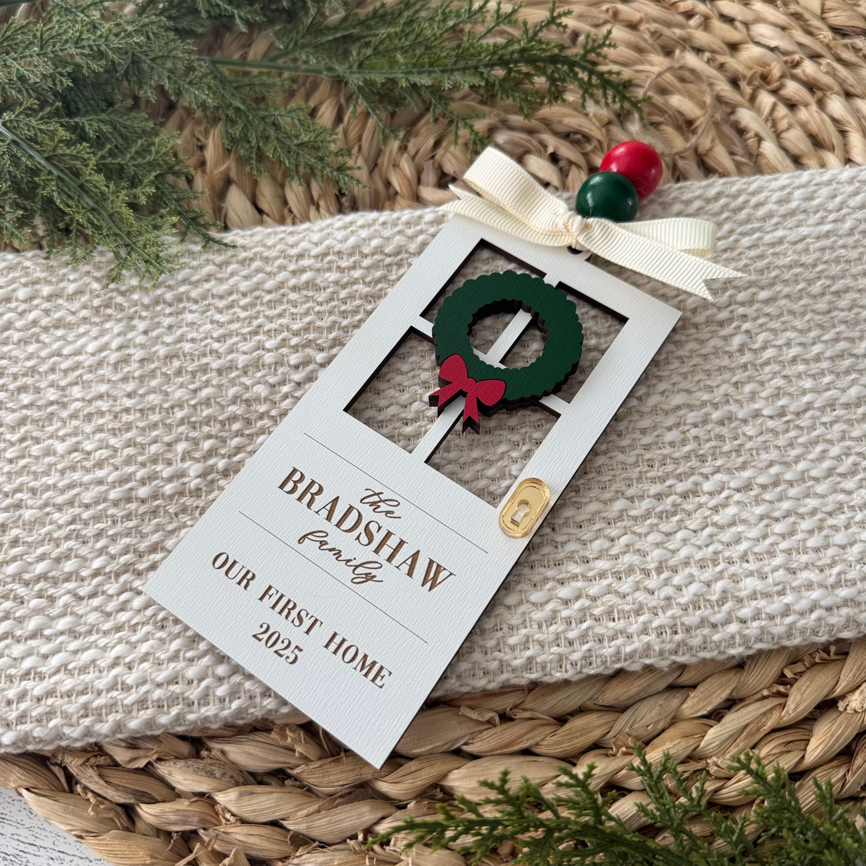 Personalized Family Name First Home Christmas Ornament