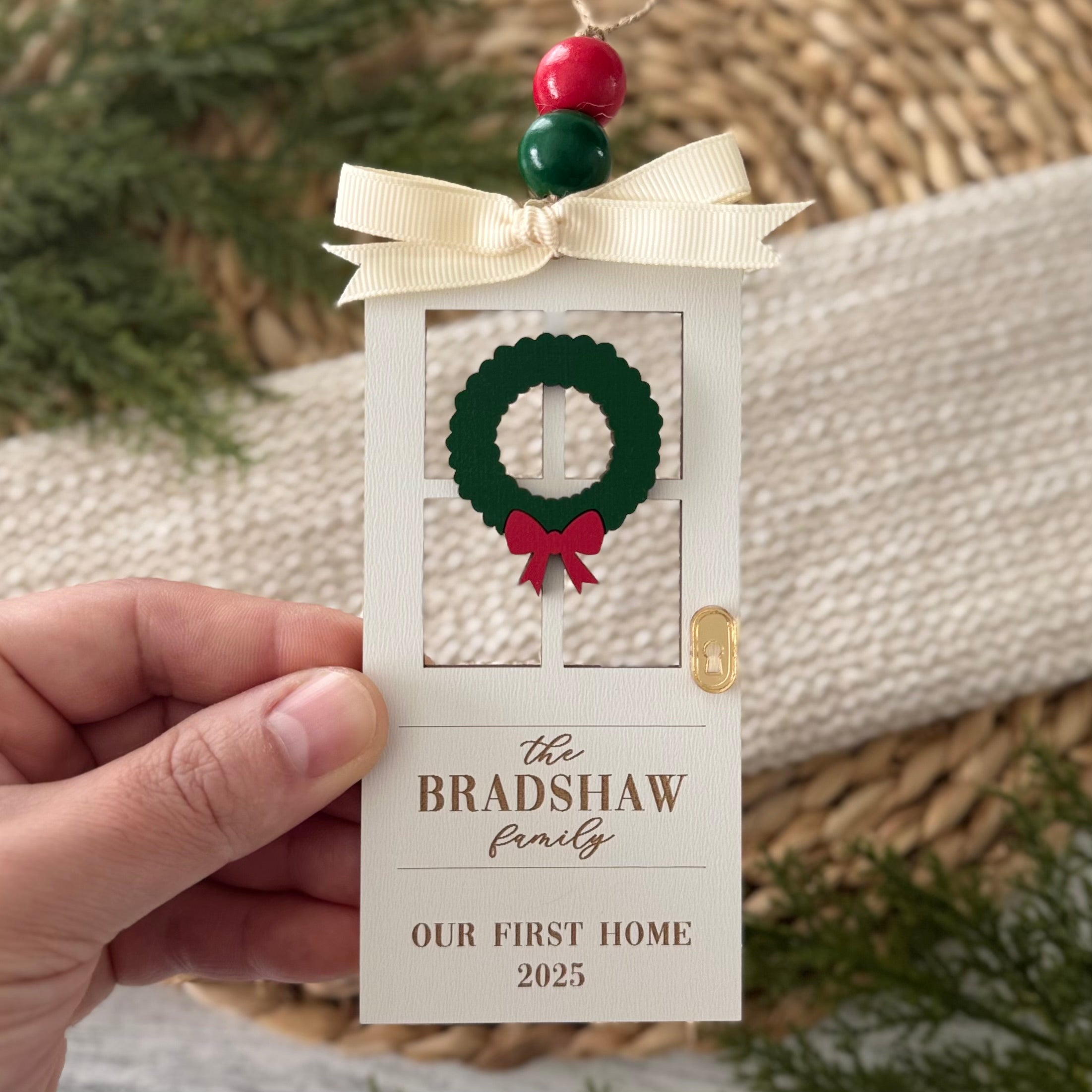 Personalized Family Name First Home Christmas Ornament