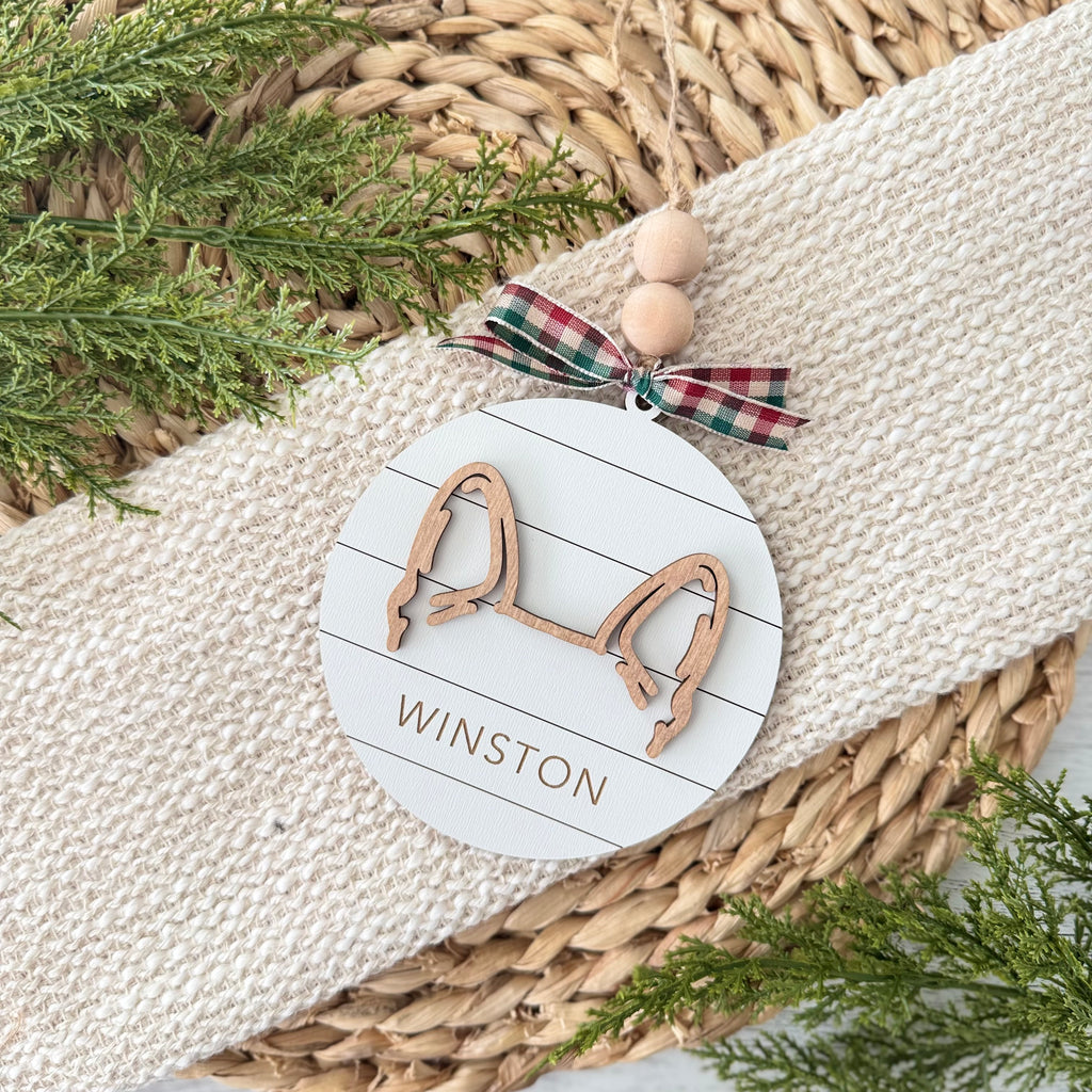 Personalized Dog Ear Silhouette Christmas Ornament