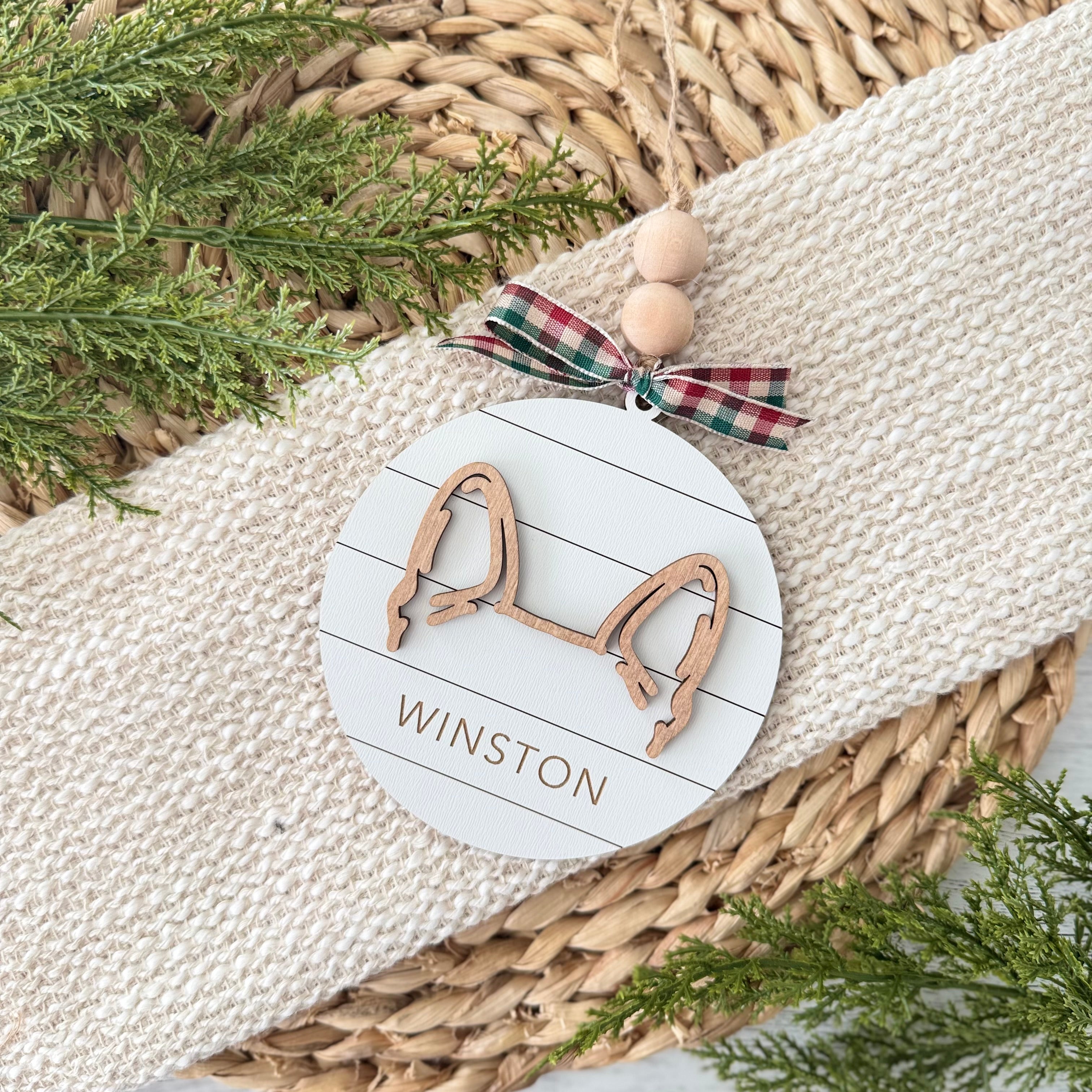 Personalized Dog Ear Silhouette Christmas Ornament
