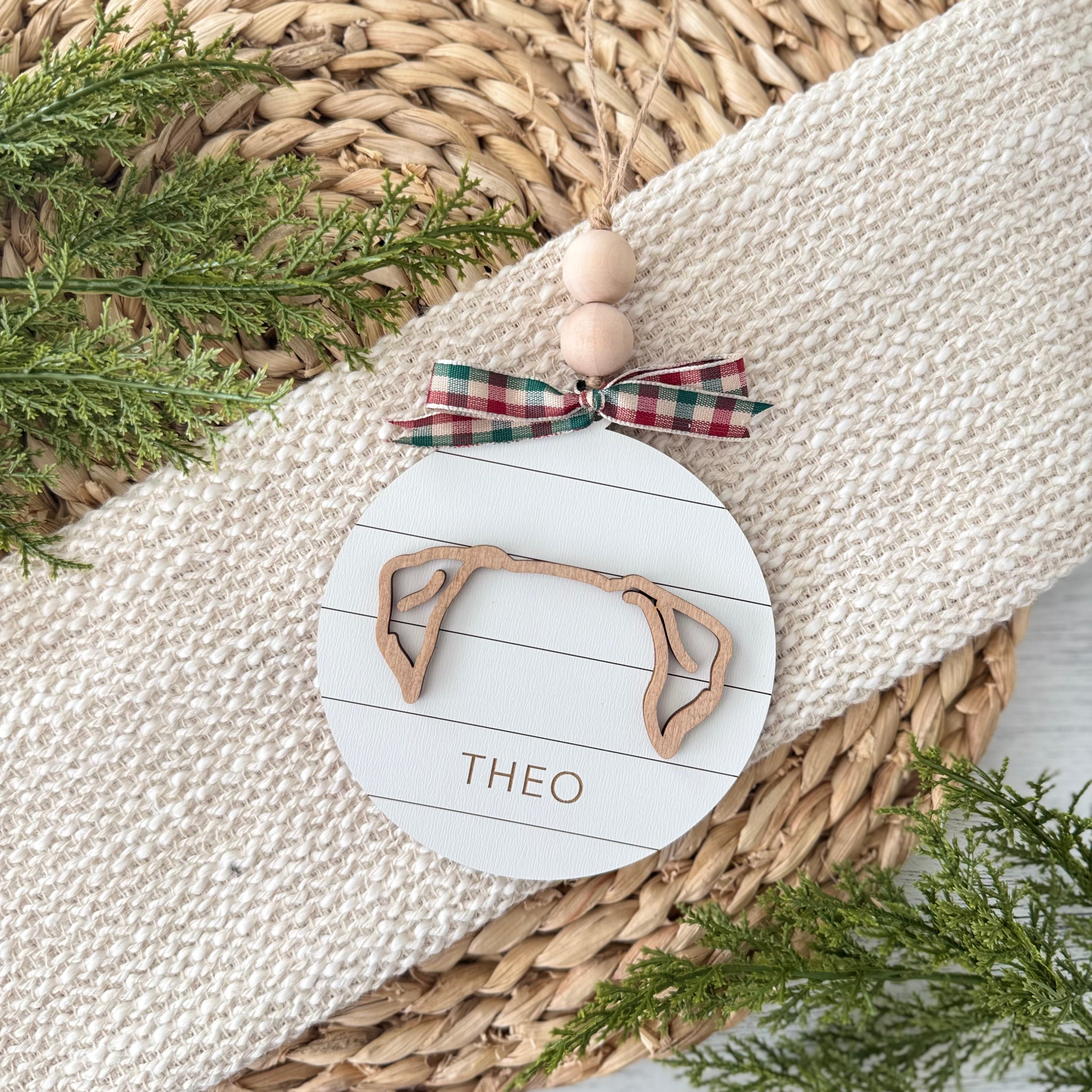 Personalized Dog Ear Silhouette Christmas Ornament