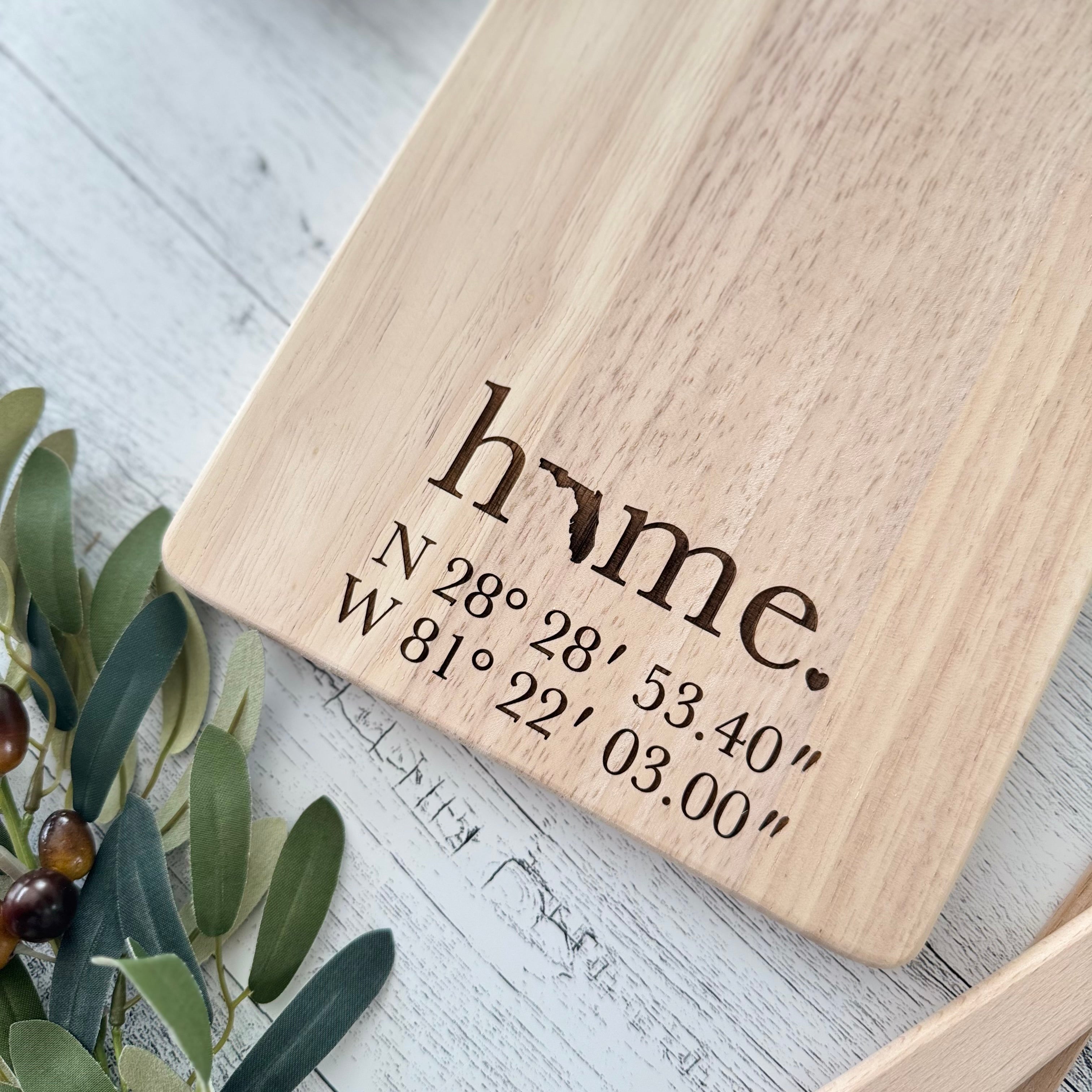 Personalized Home State with Latitude and Longitude Coordinates Cutting Board
