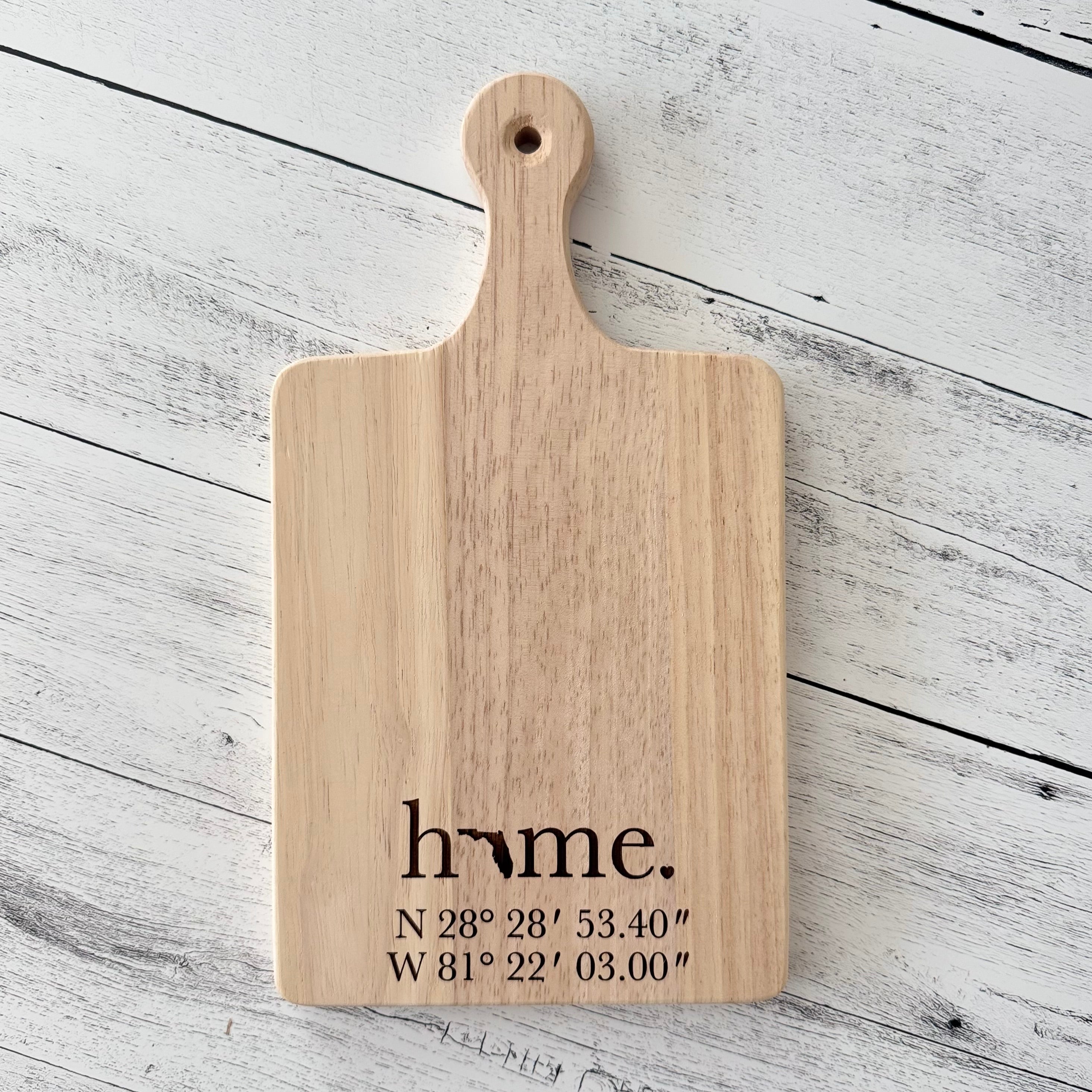 Personalized Home State with Latitude and Longitude Coordinates Cutting Board