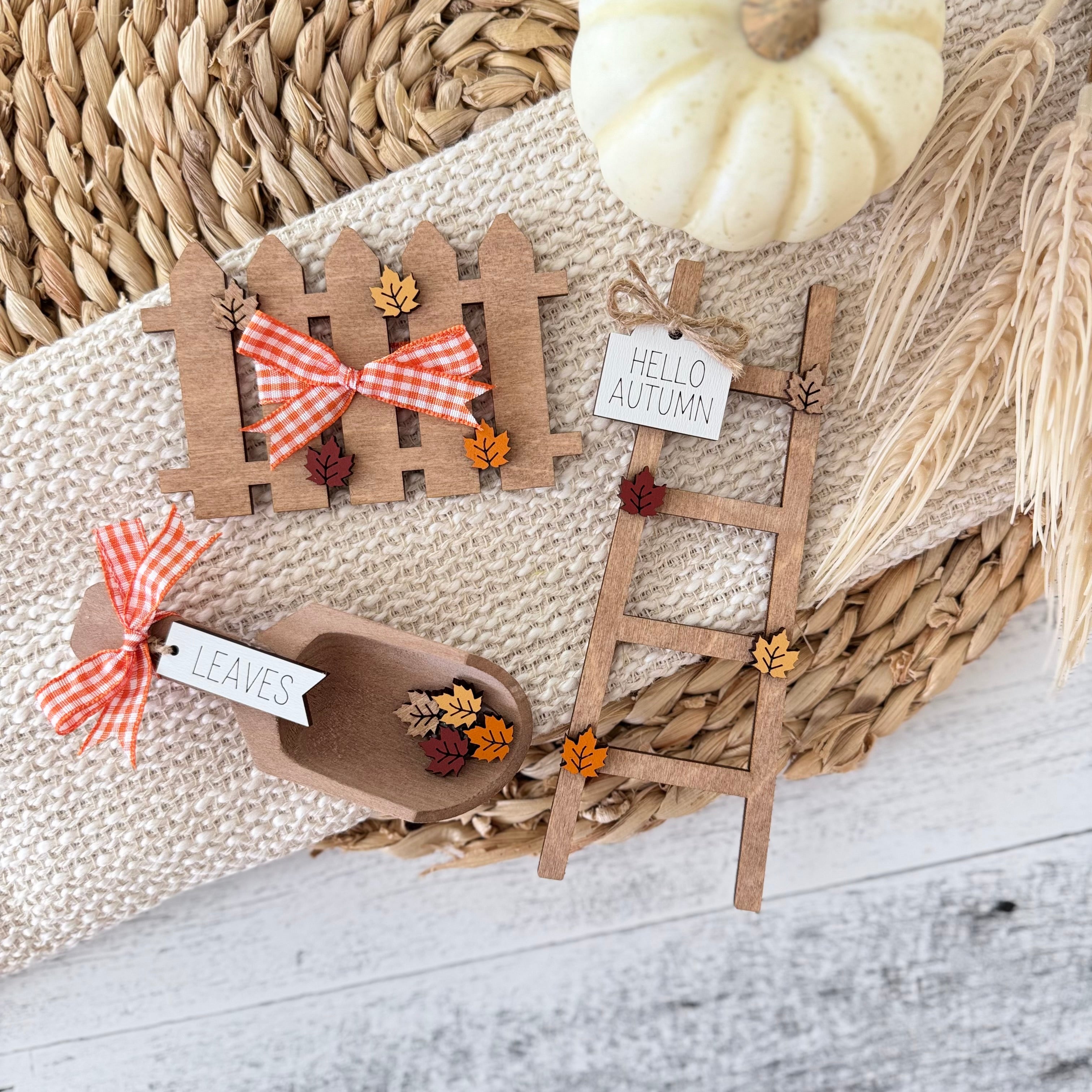 Fall Themed Accent Tiered Tray Decor