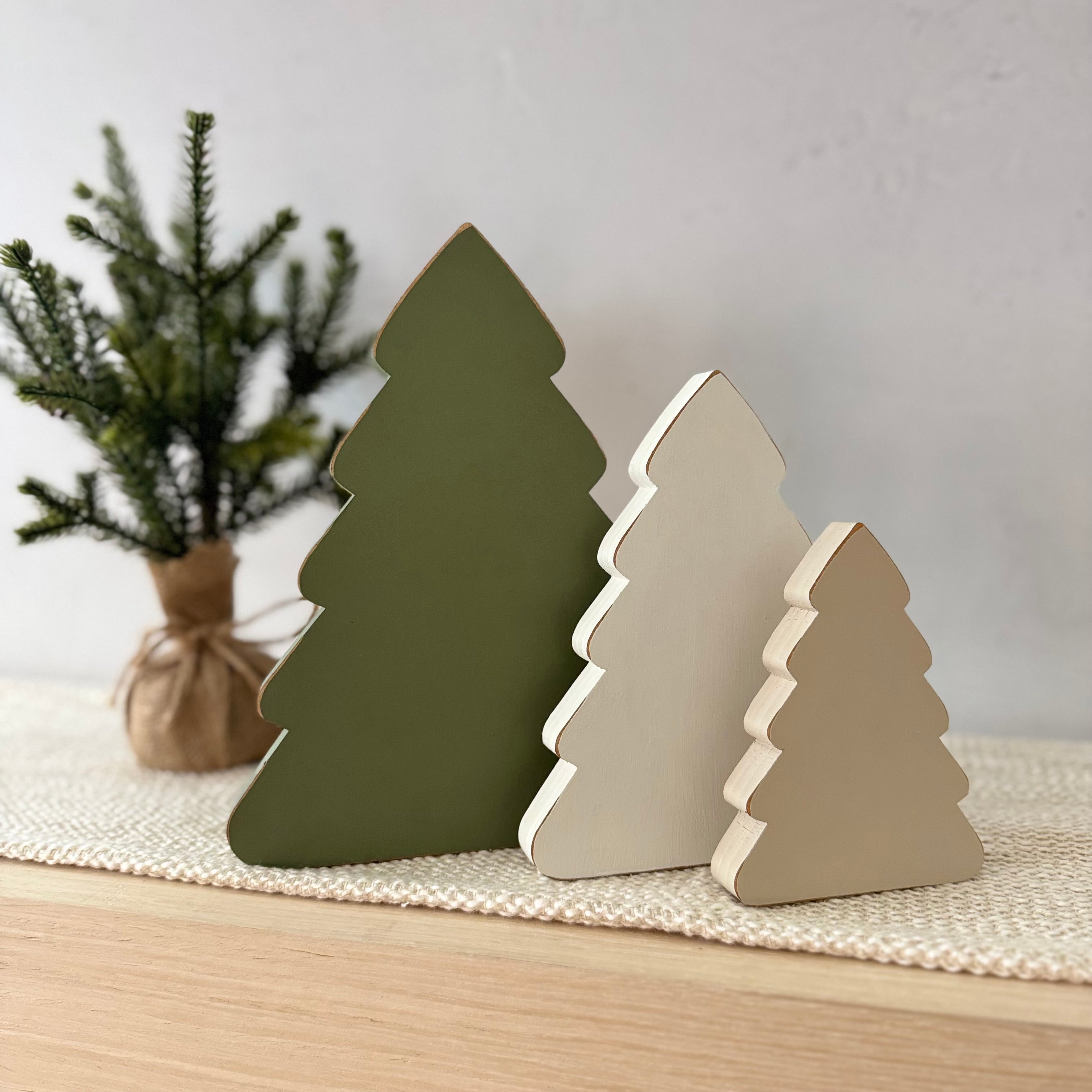 Set of 3 Chunky Wooden Christmas Trees