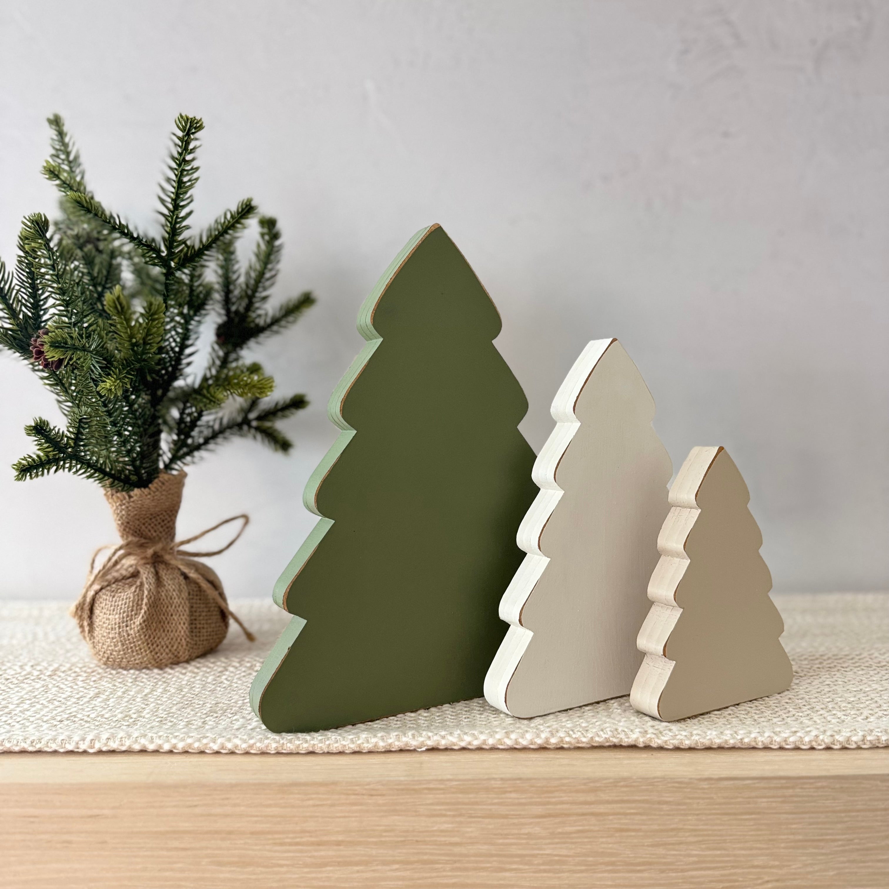 Set of 3 Chunky Wooden Christmas Trees