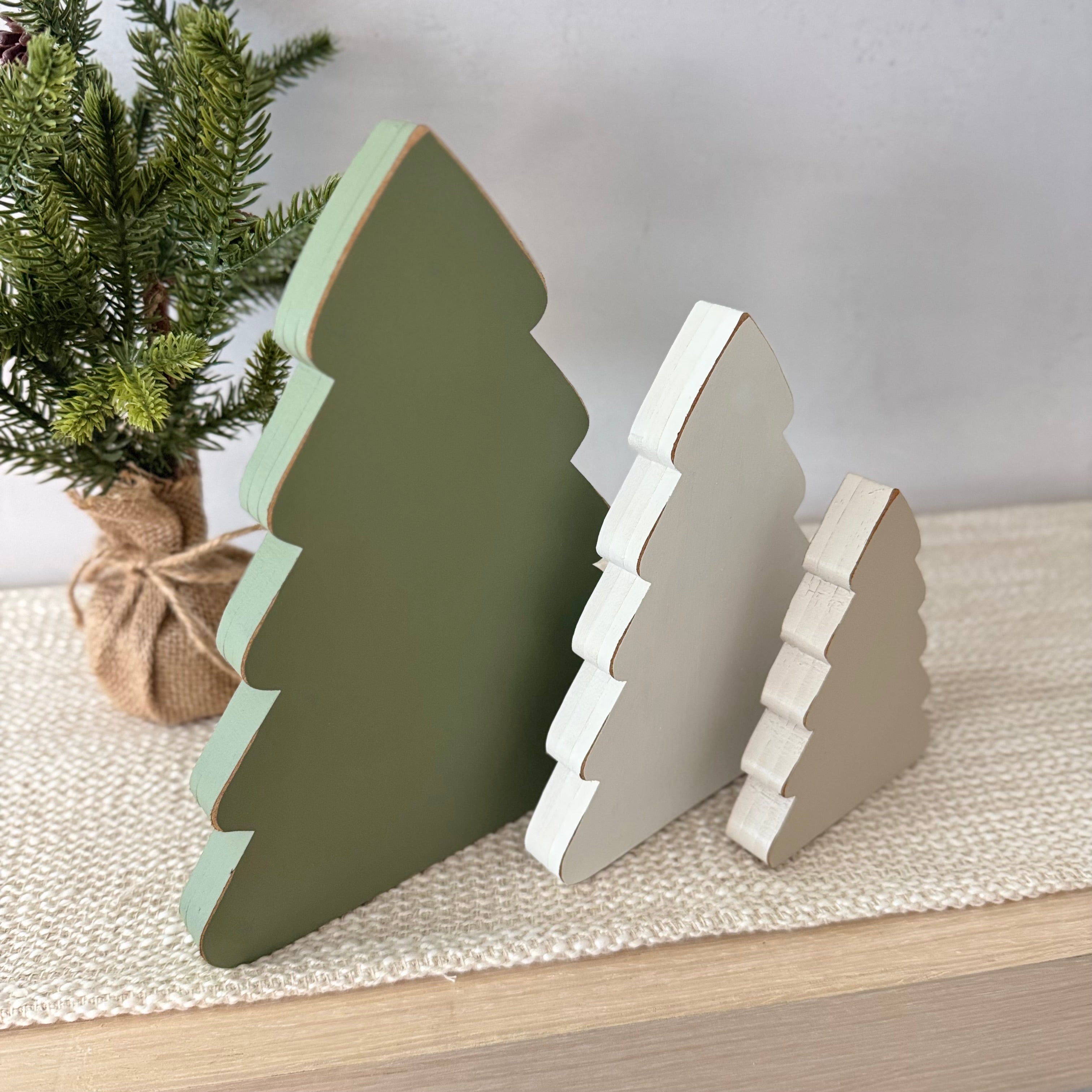 Set of 3 Chunky Wooden Christmas Trees