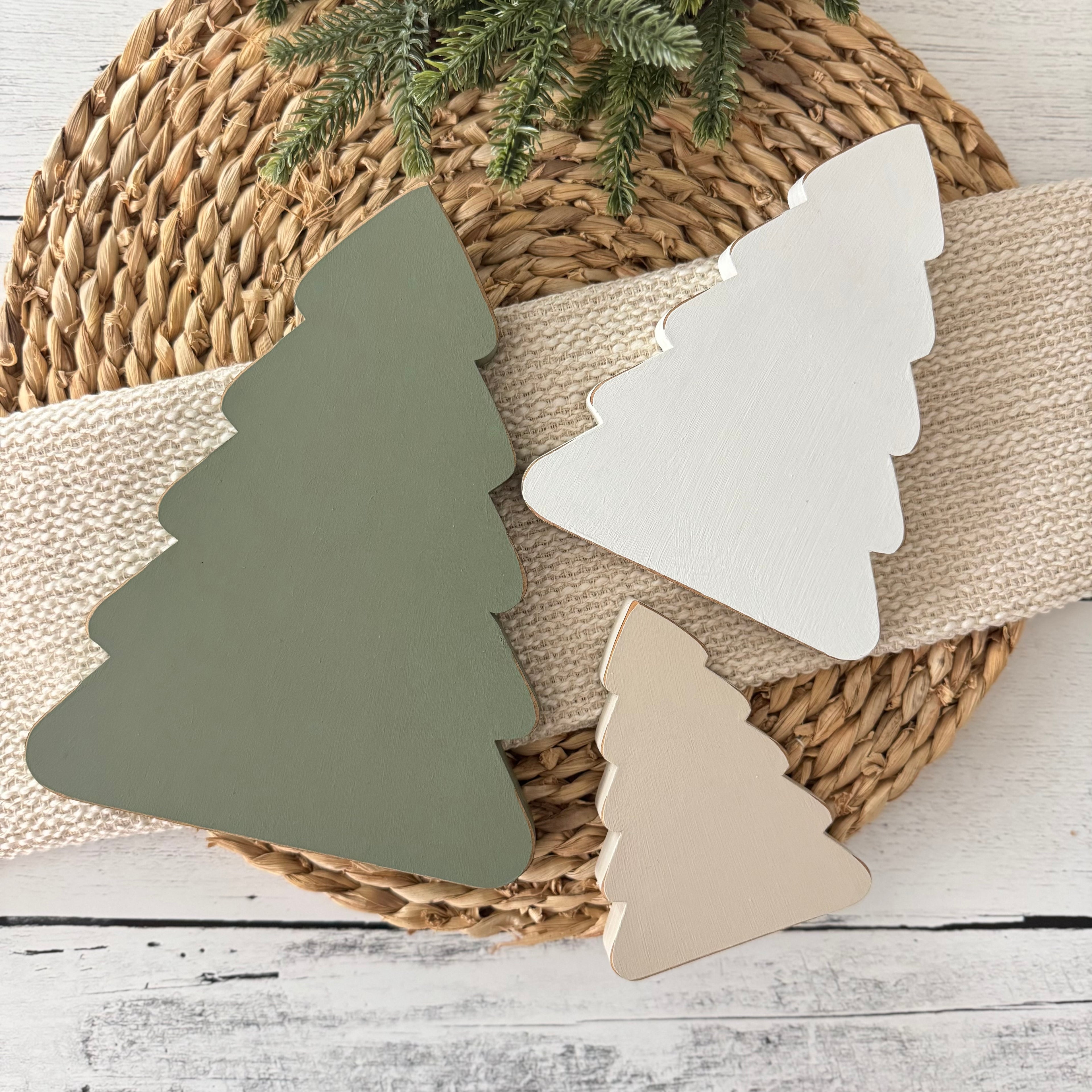 Set of 3 Chunky Wooden Christmas Trees