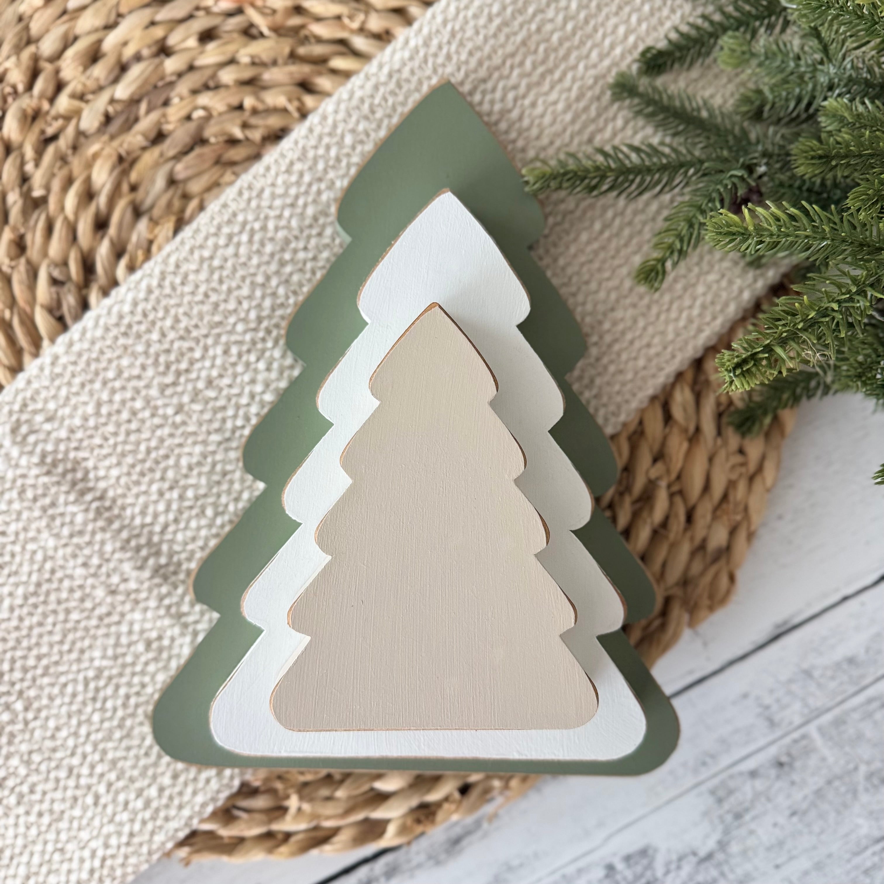 Set of 3 Chunky Wooden Christmas Trees