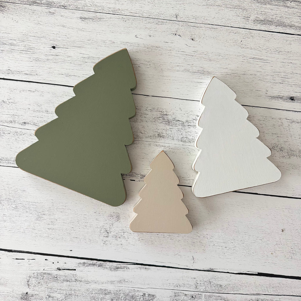 Set of 3 Chunky Wooden Christmas Trees