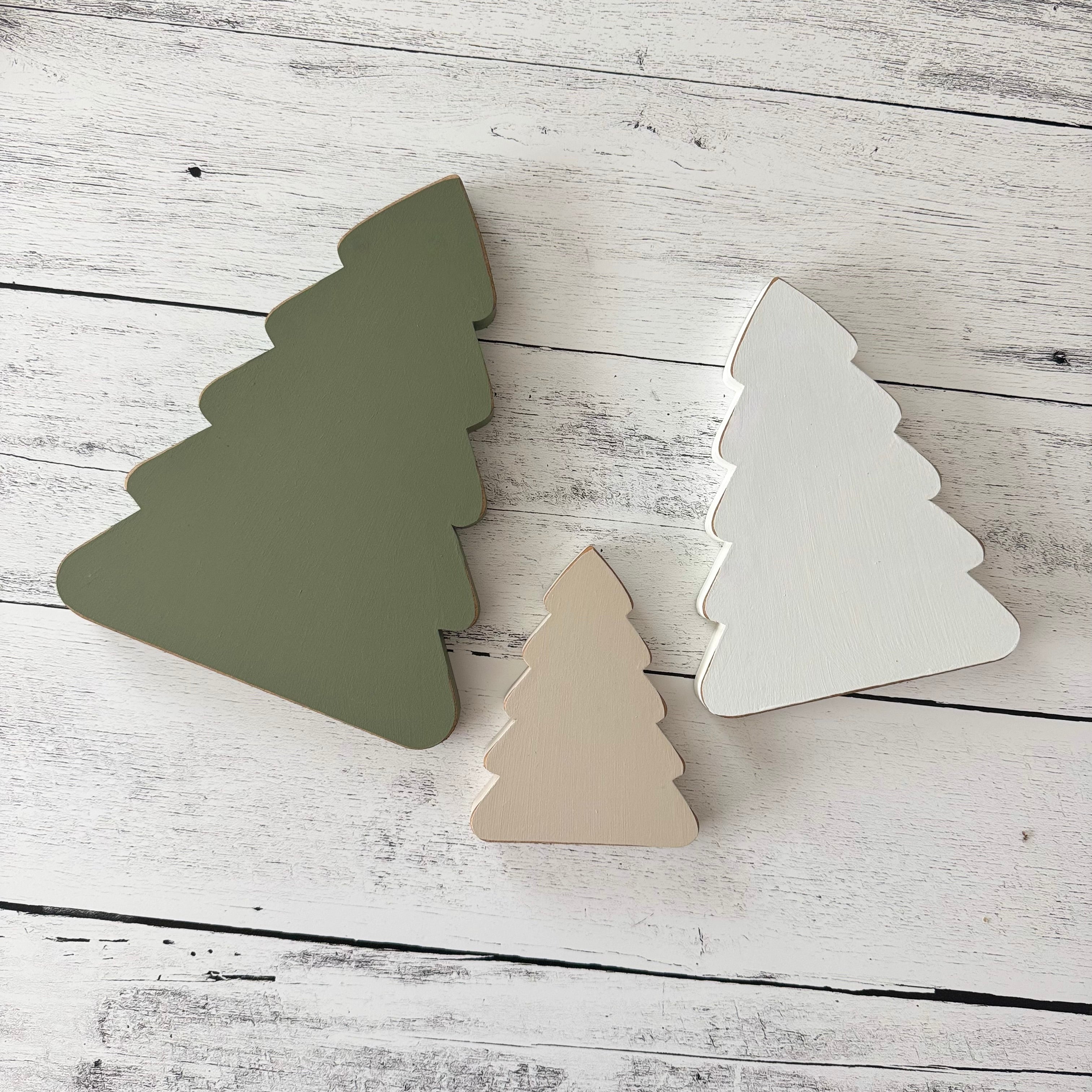 Set of 3 Chunky Wooden Christmas Trees
