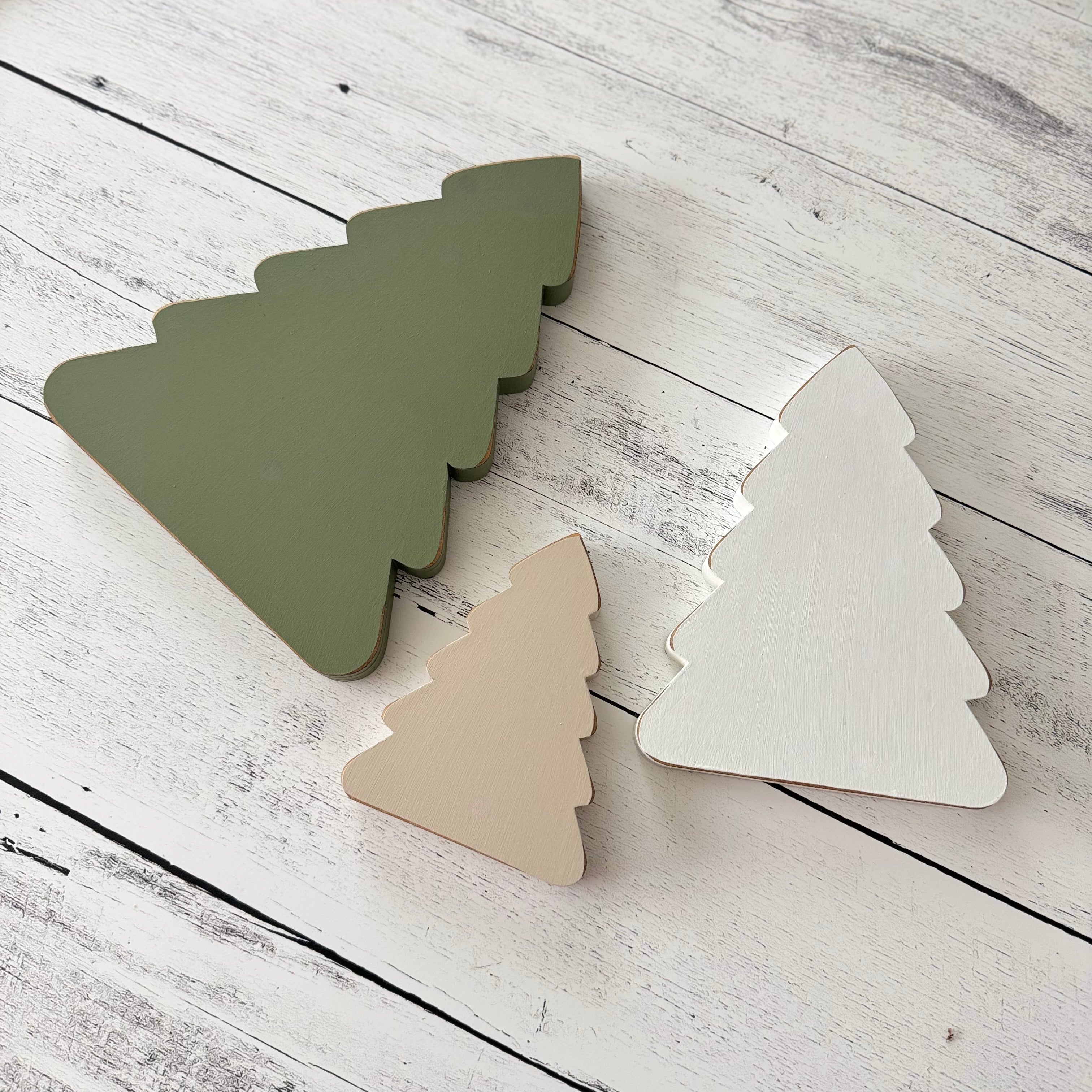 Set of 3 Chunky Wooden Christmas Trees
