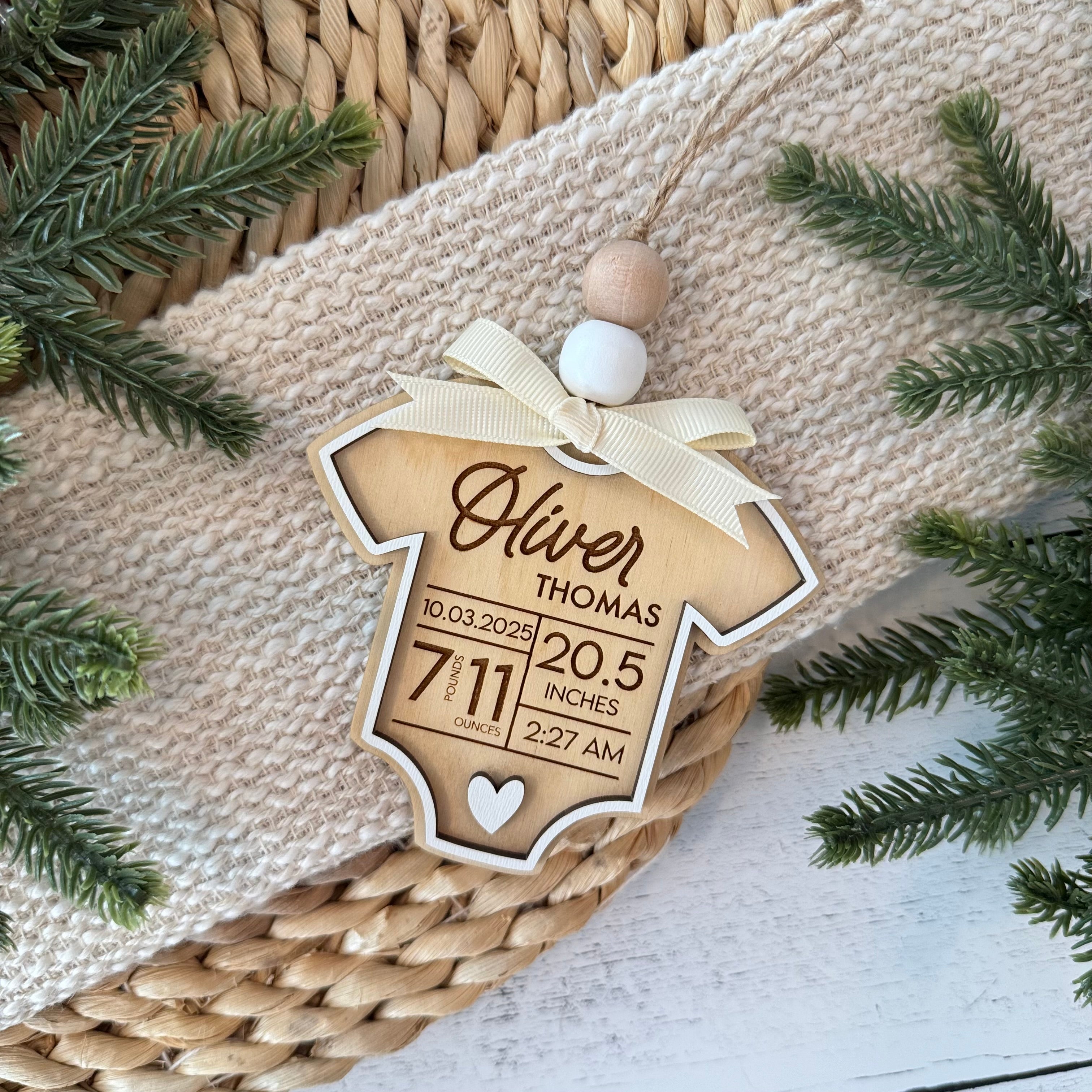 Personalized Baby Stats Christmas Ornament