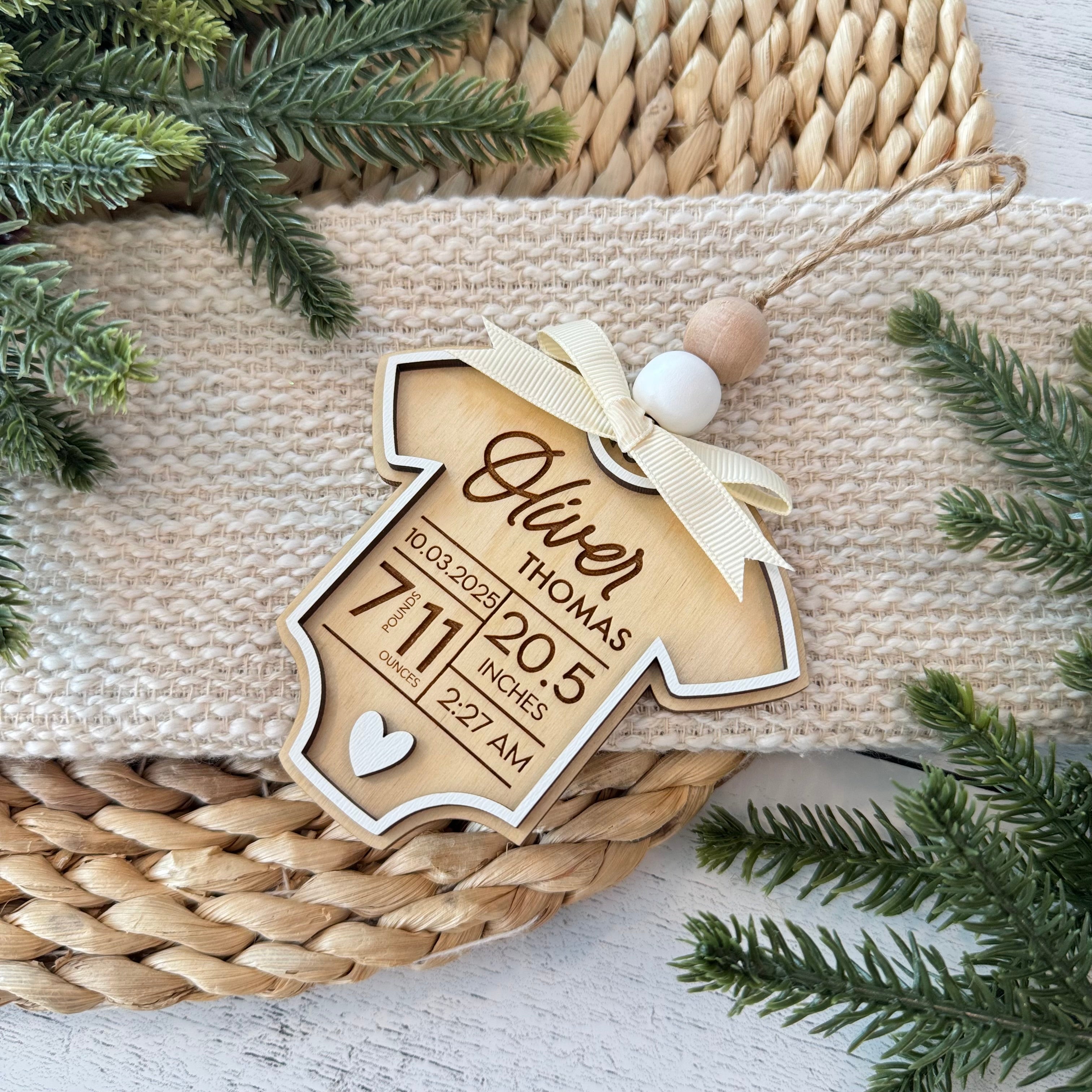 Personalized Baby Stats Christmas Ornament