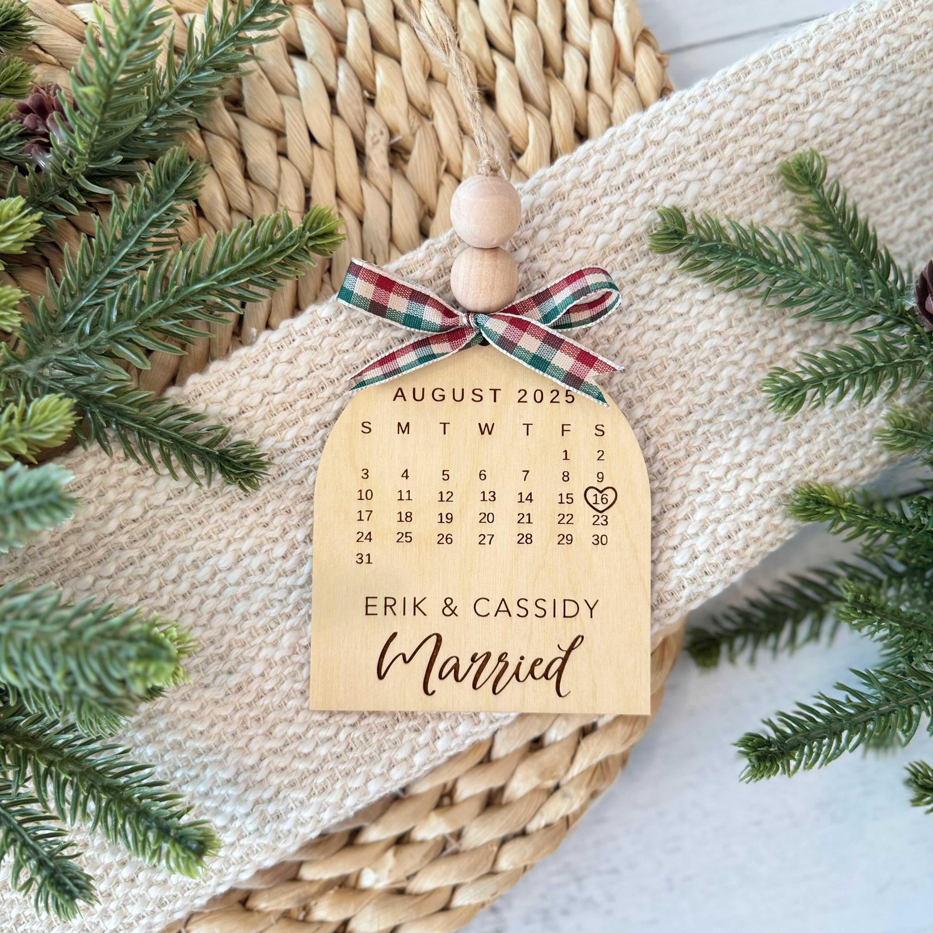 Personalized Wedding Date Calendar Ornament