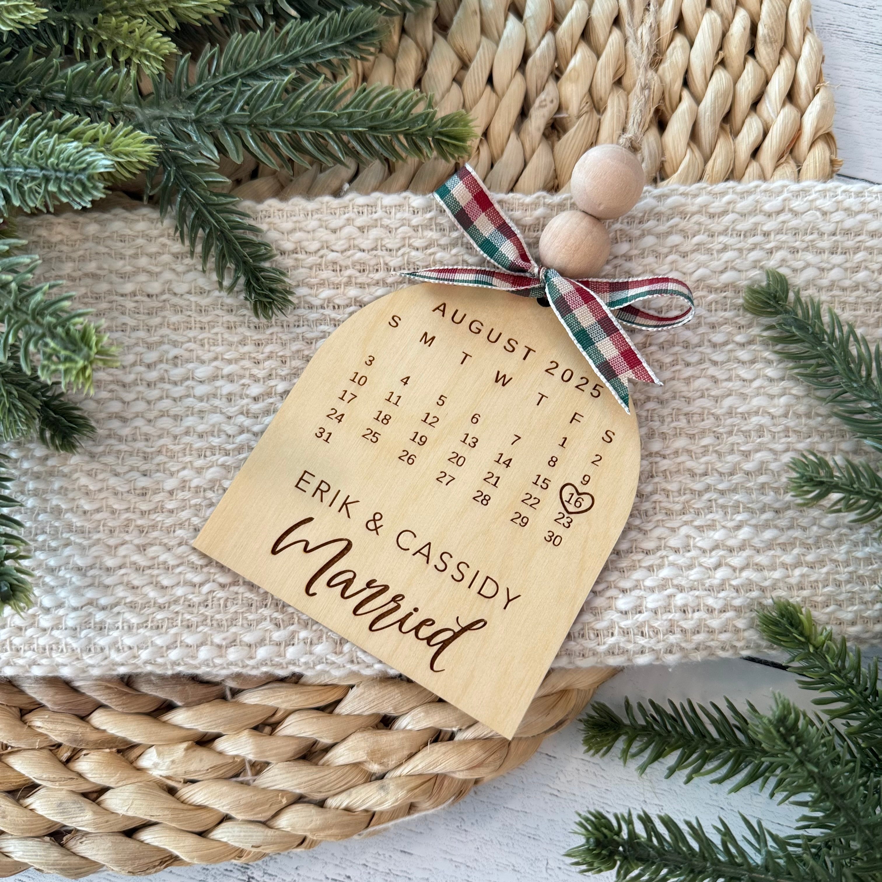 Personalized Wedding Date Calendar Ornament