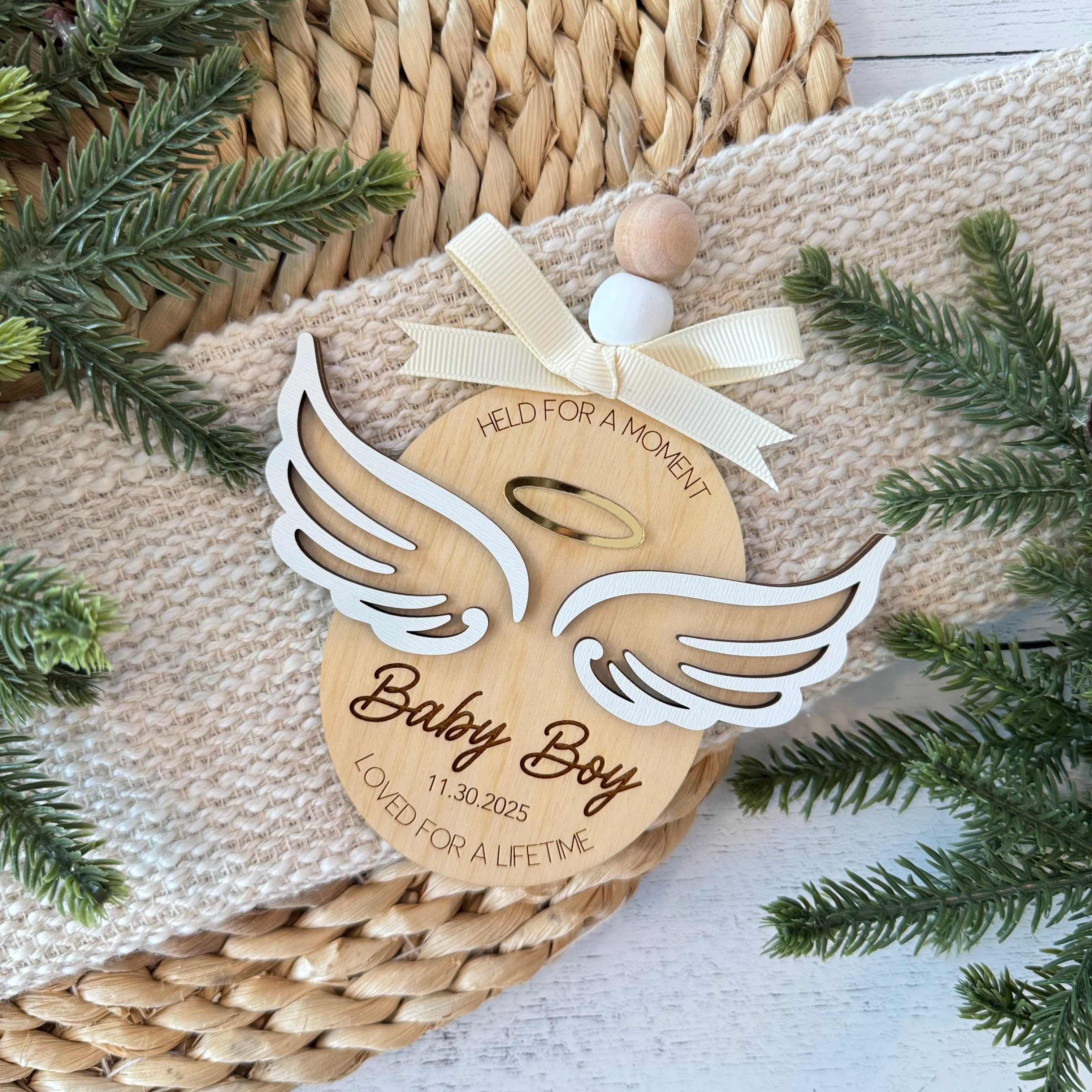 Personalized Infant Loss Angel Wings Ornament