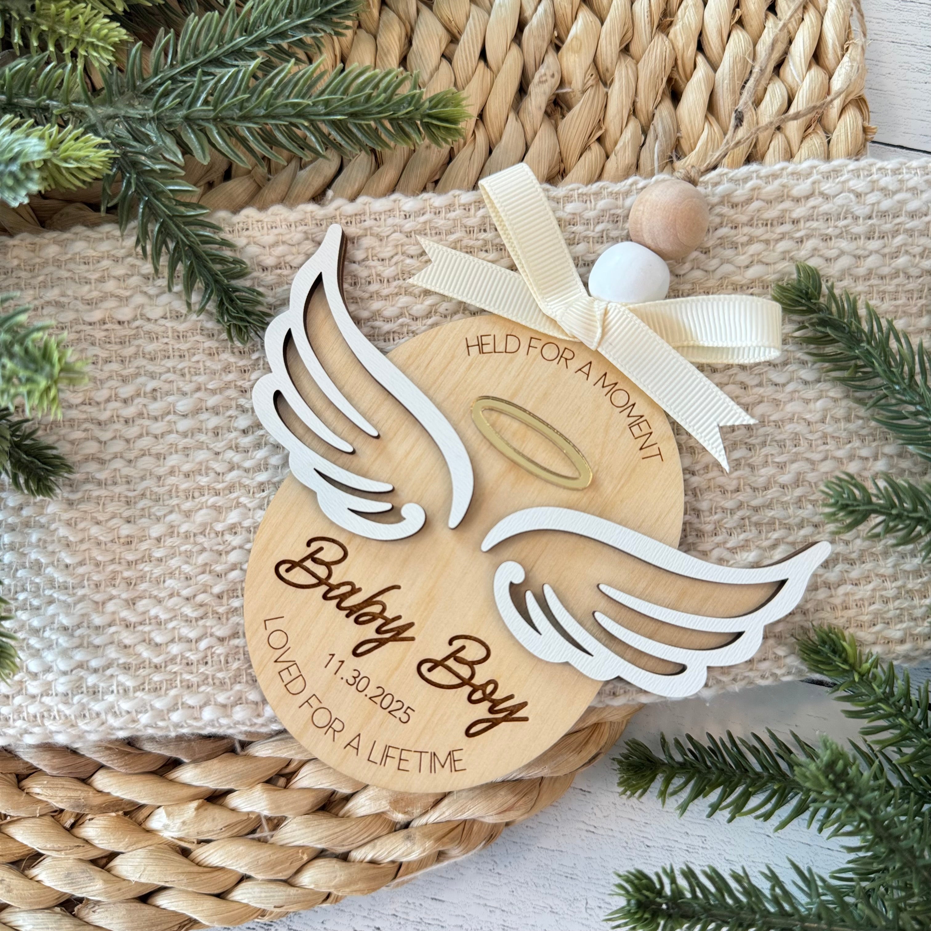 Personalized Infant Loss Angel Wings Ornament