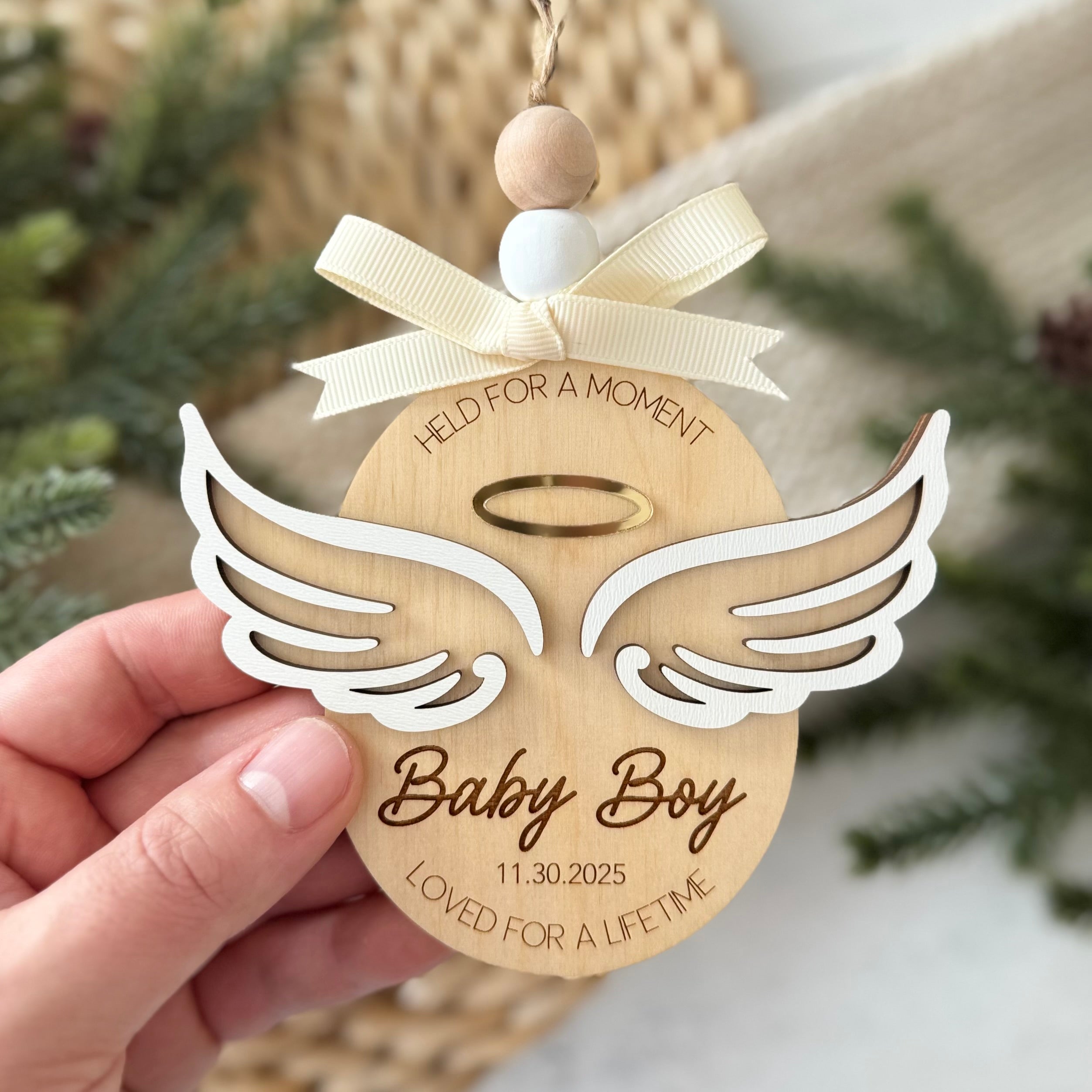 Personalized Infant Loss Angel Wings Ornament