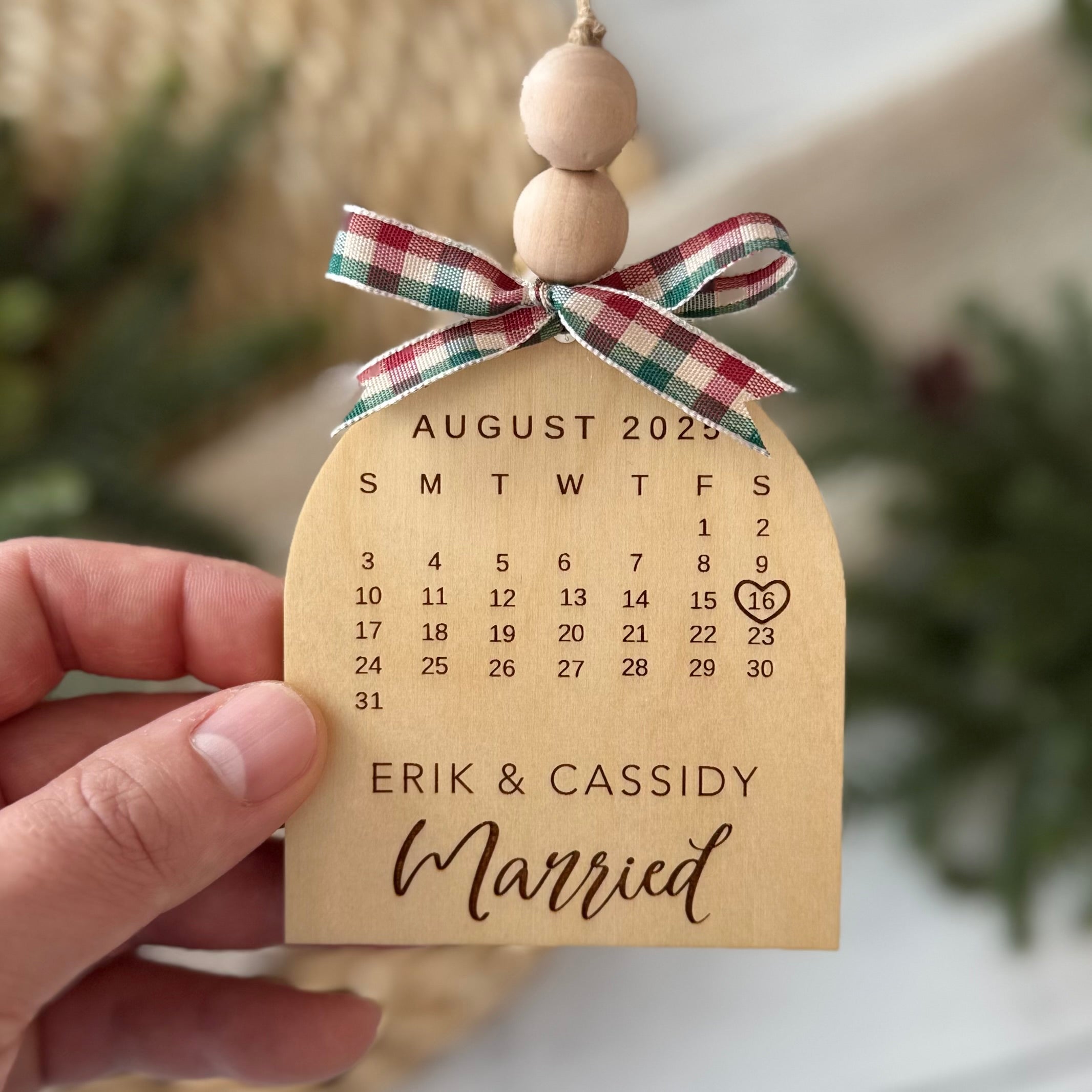 Personalized Wedding Date Calendar Ornament