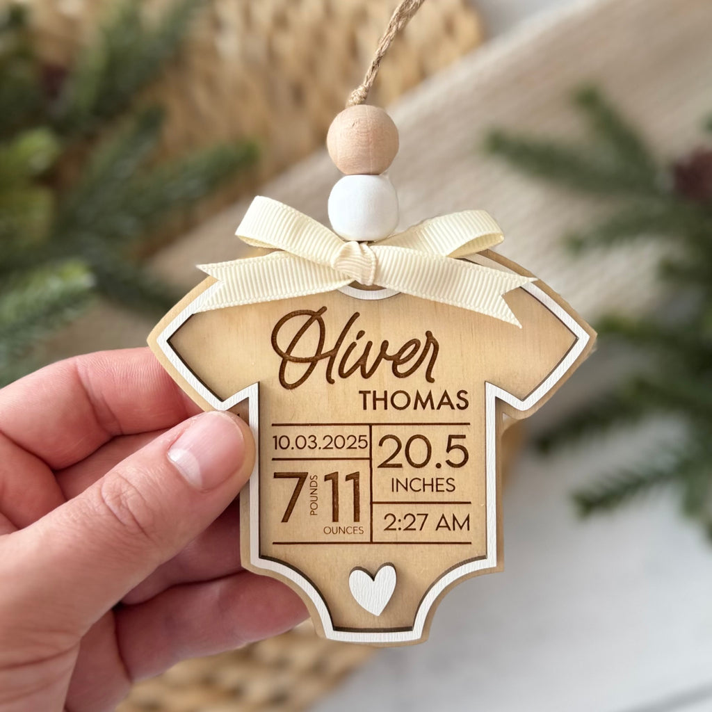 Personalized Baby Stats Christmas Ornament