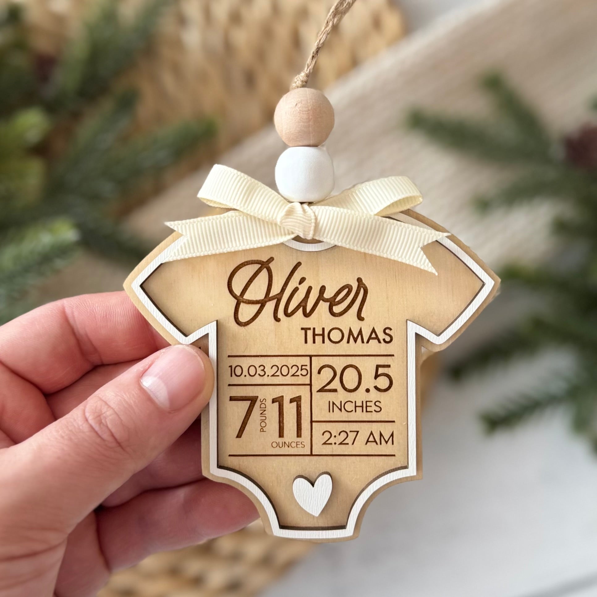 Personalized Baby Stats Christmas Ornament