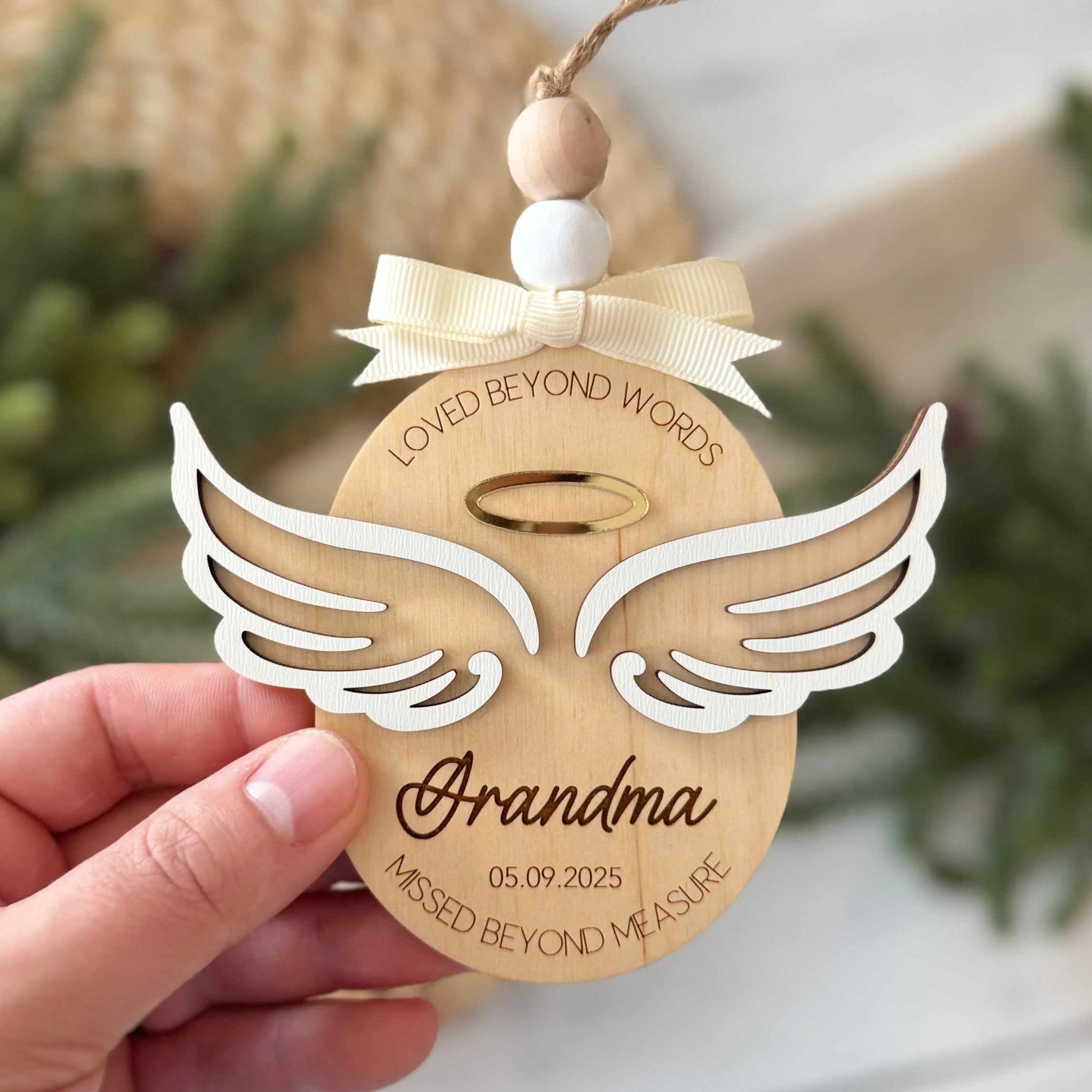Personalized Angel Wings Memorial Ornament