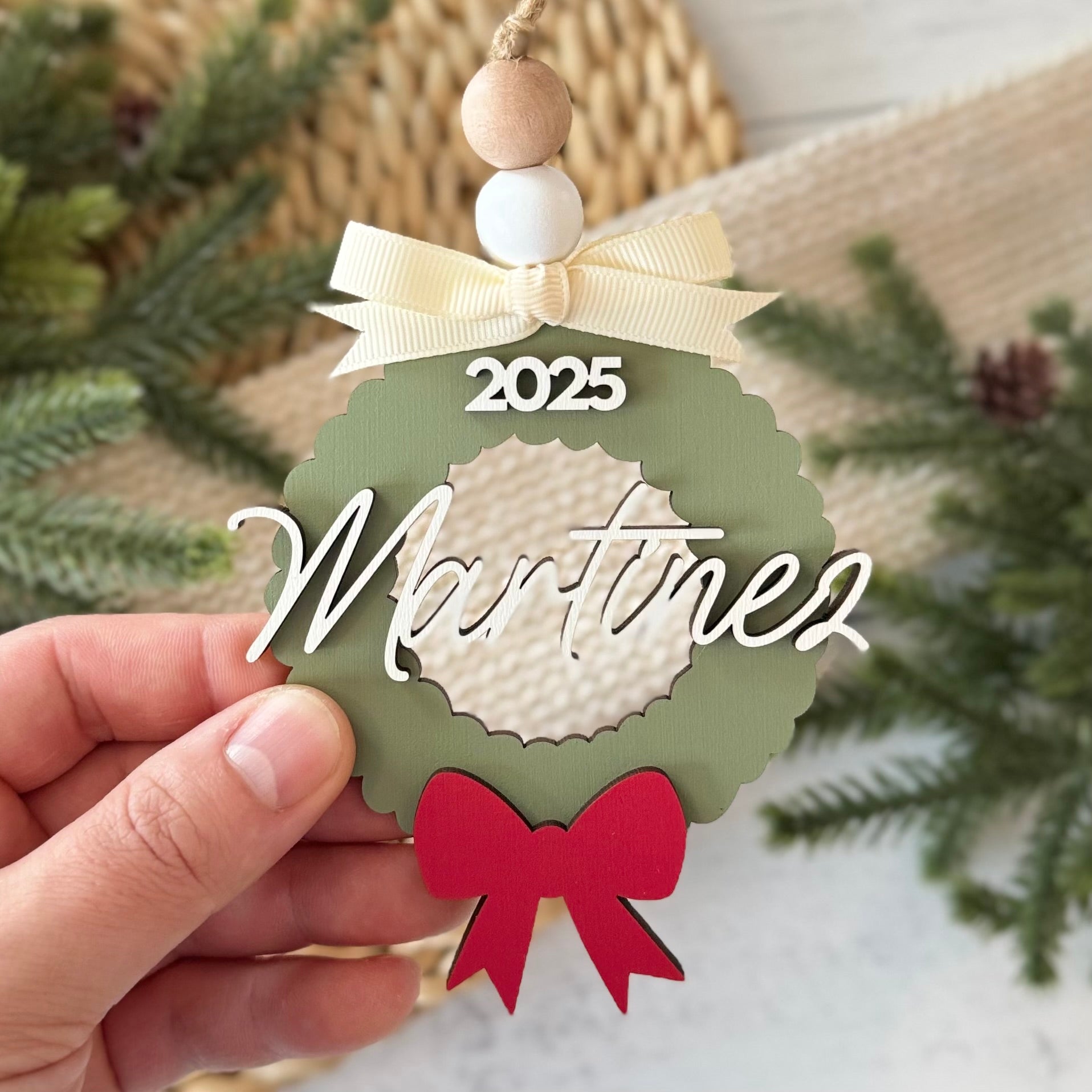 Personalized Family Name Wreath Ornament