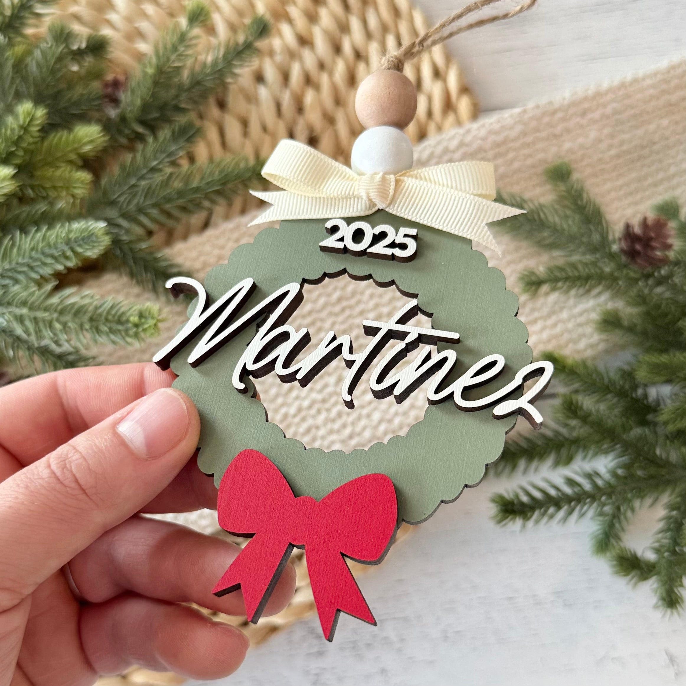 Personalized Family Name Wreath Ornament
