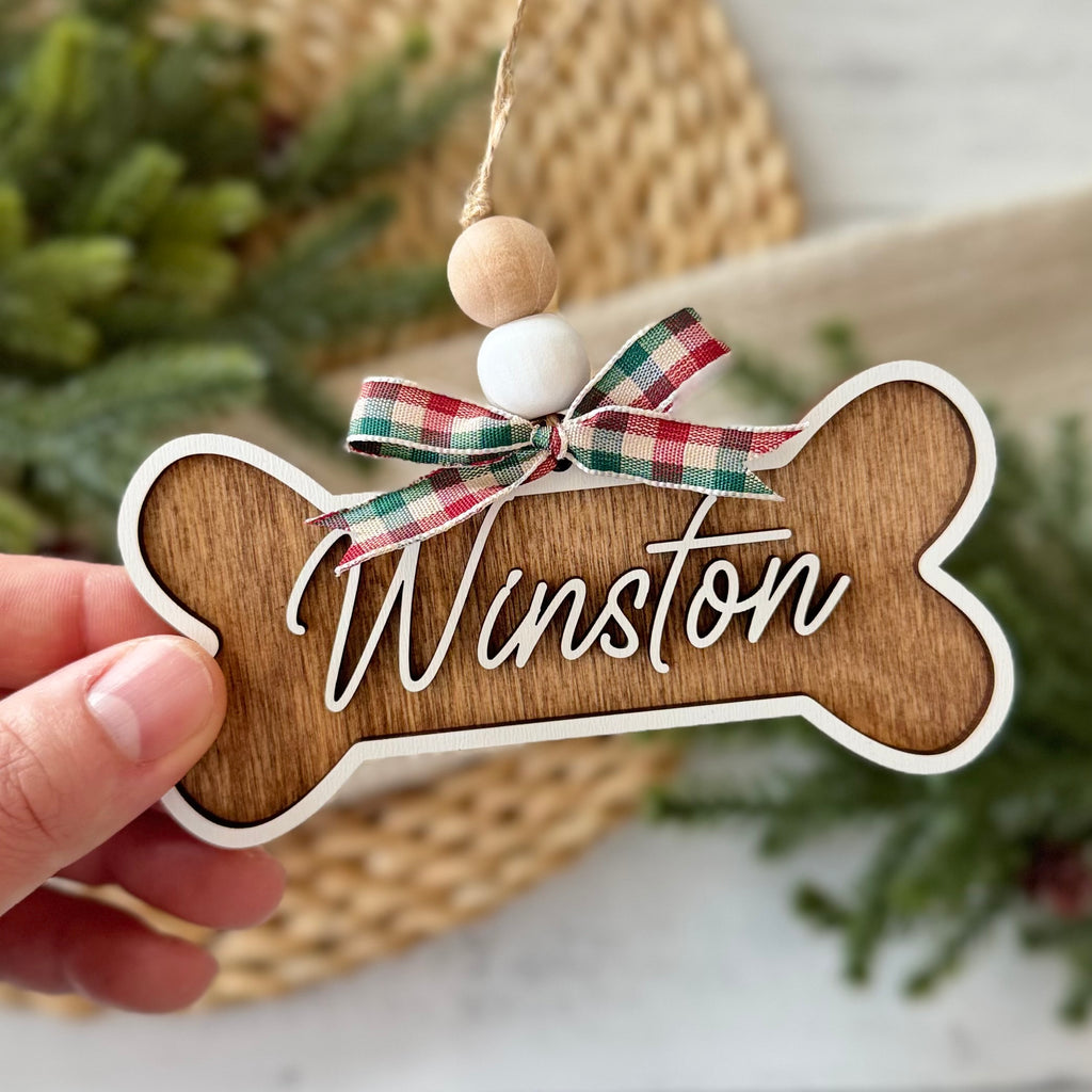 Personalized Dog Bone Name Christmas Ornament